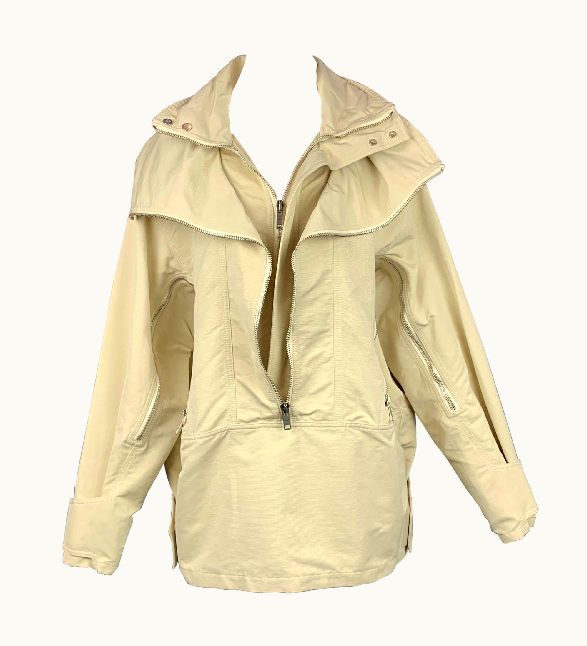 Givenchy Spring 2021 Beige Cotton S/S Polyester Zip Detail Jacket