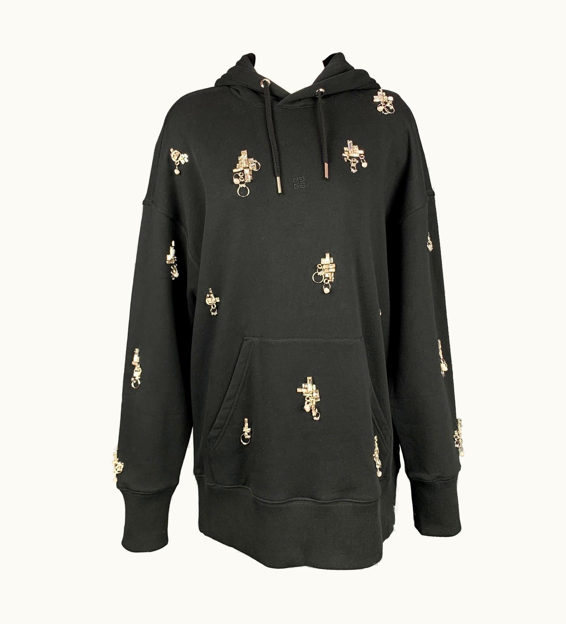 Givenchy S/S 2021 Black Crystal Embellishment Cotton Oversized Pullover