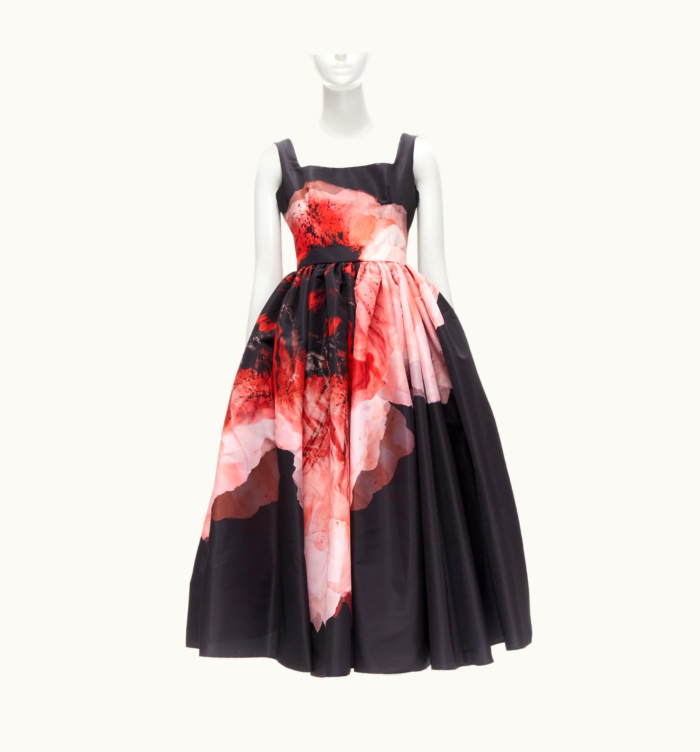 Alexander McQueen 2021 Runway Anemone Black Red Floral Full Gown