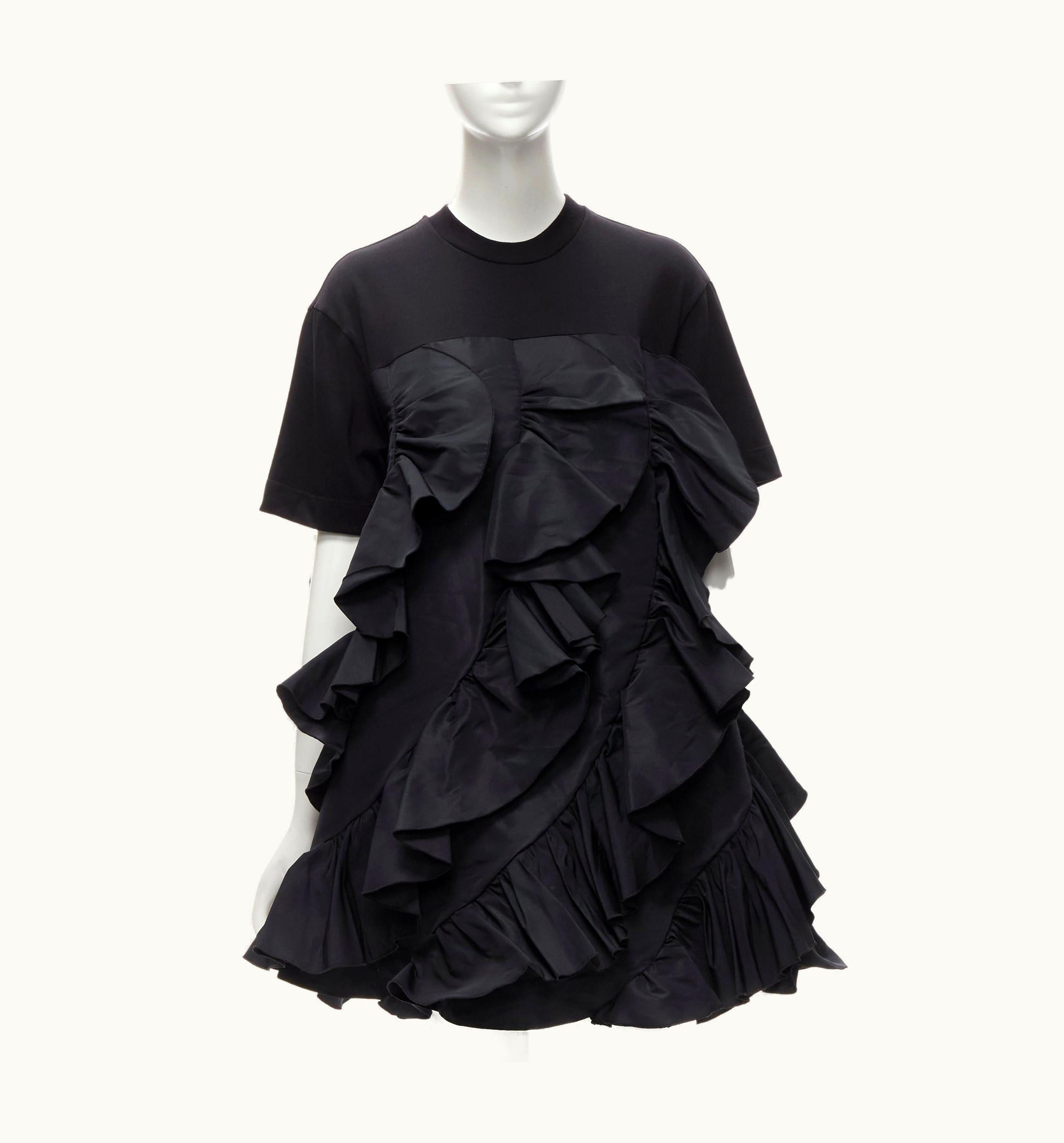 Alexander McQueen 2022 Hybrid White Ruffle Cotton Tshirt Layered Dress