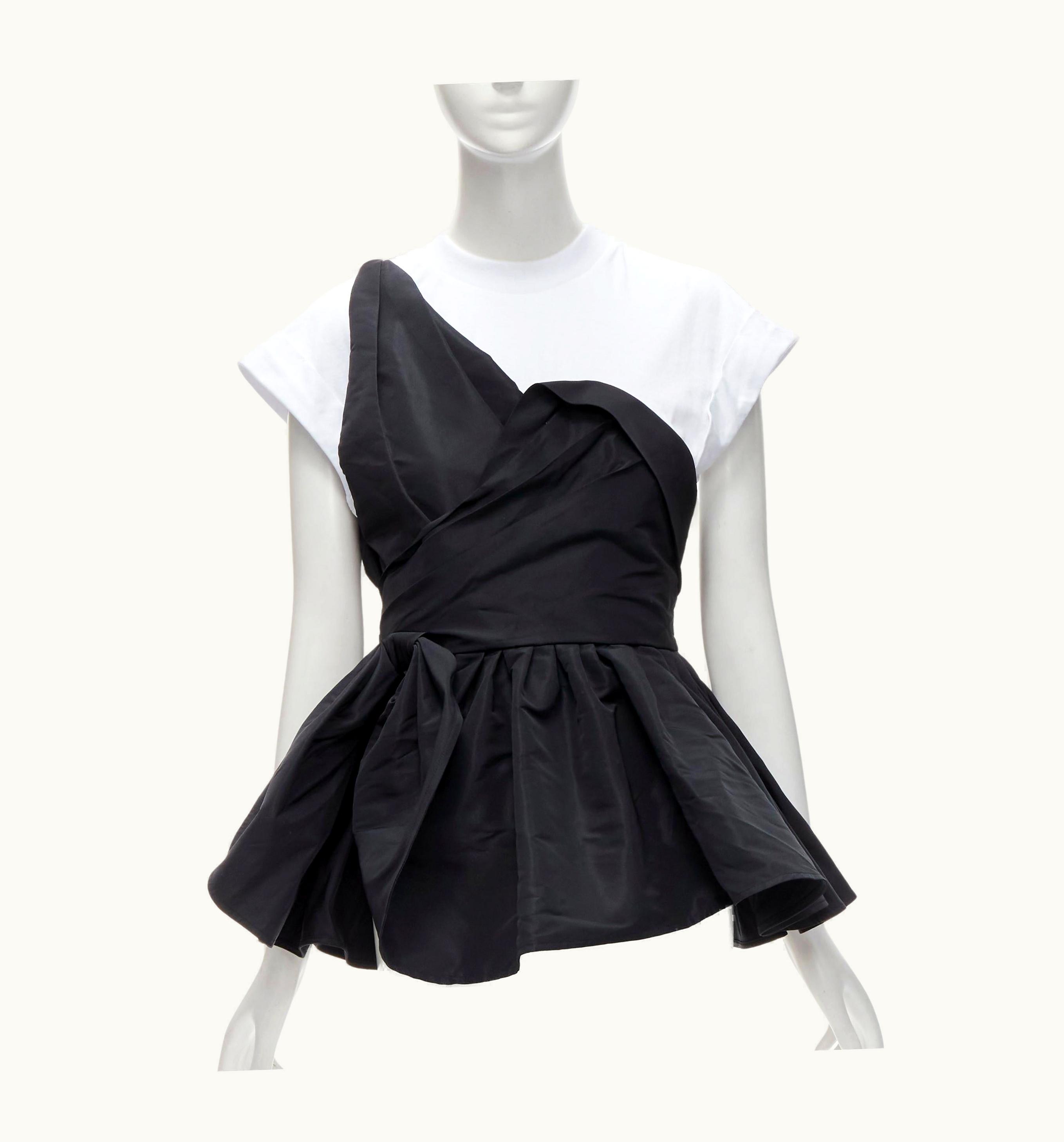 Alexander McQueen 2022 Layered Asymmetric Crepe Jersey Peplum Tshirt