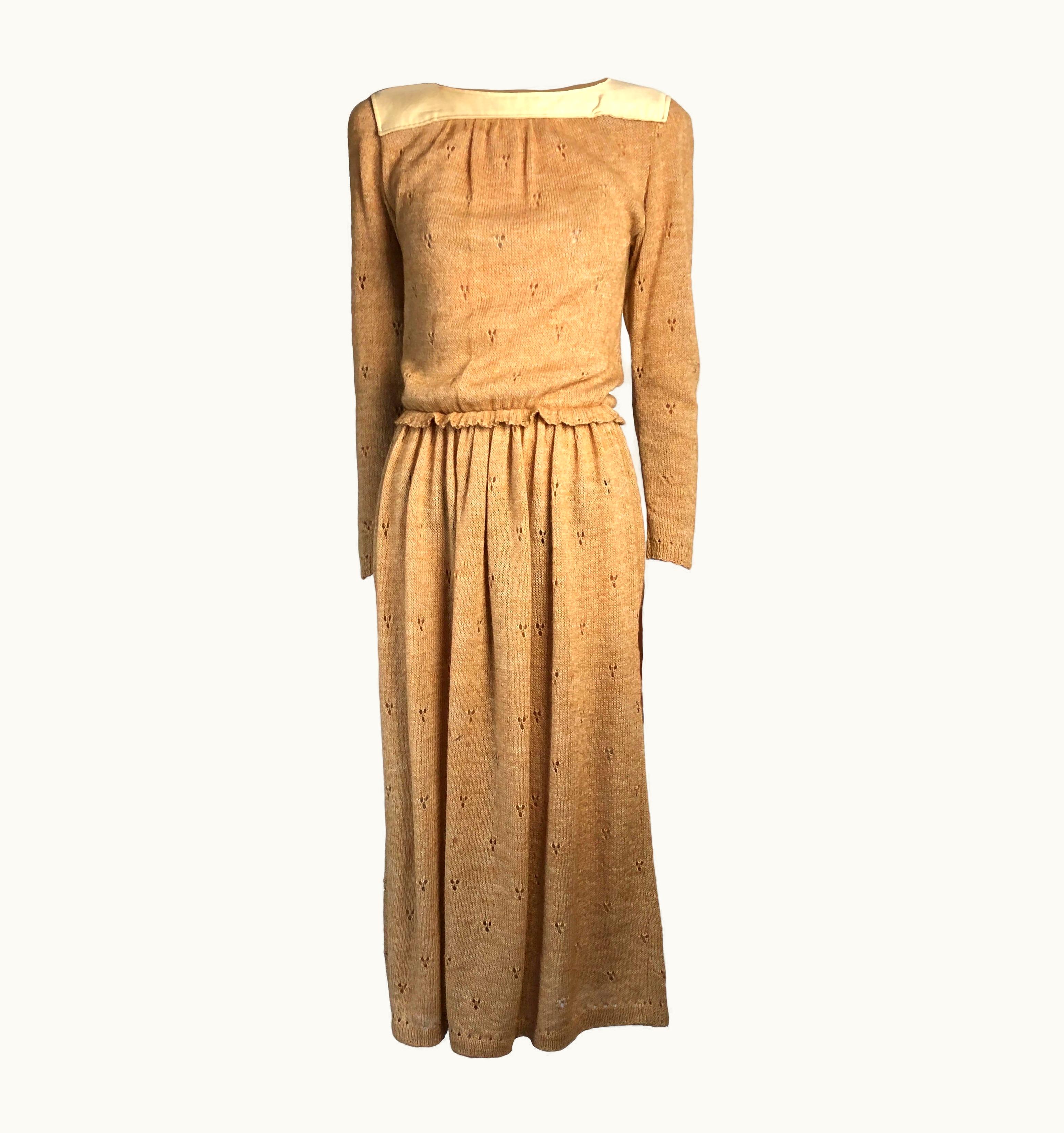 Courrèges Mohair Pointelle Jersey Dress With Floral Patterns, Circa 1970s