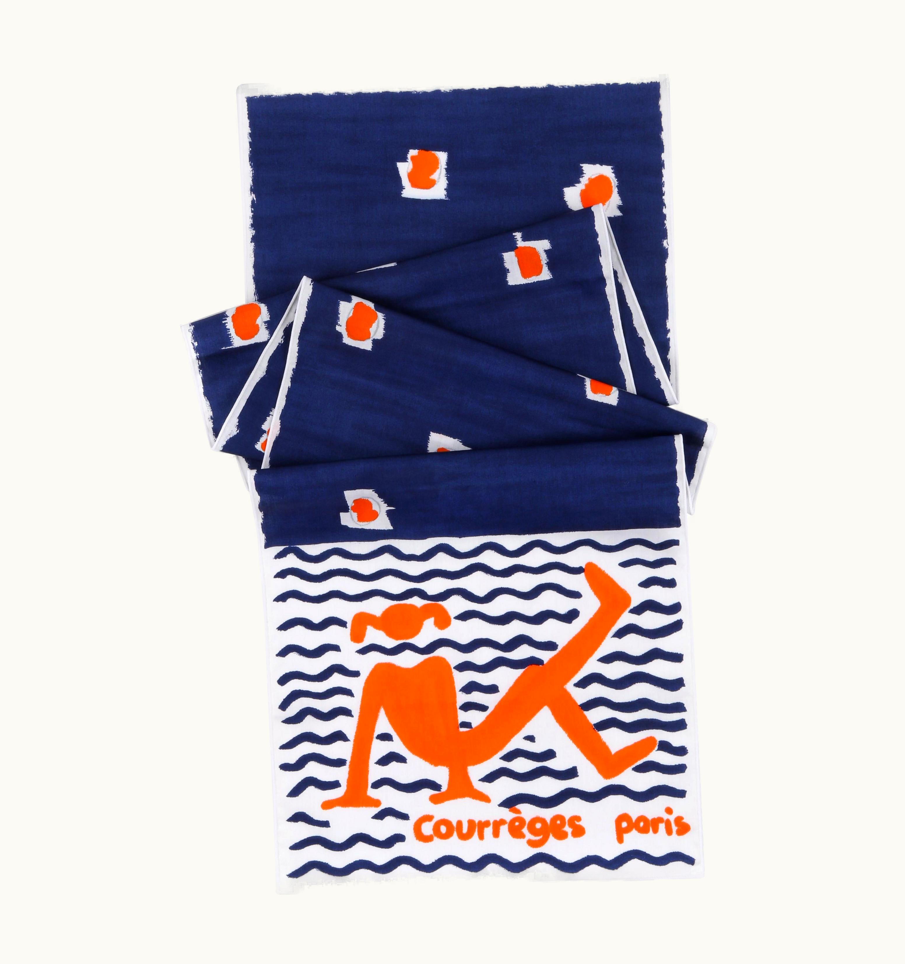Courrèges C.1970' Abstract Yoga Beach Girl Poplin Wrap Scarf