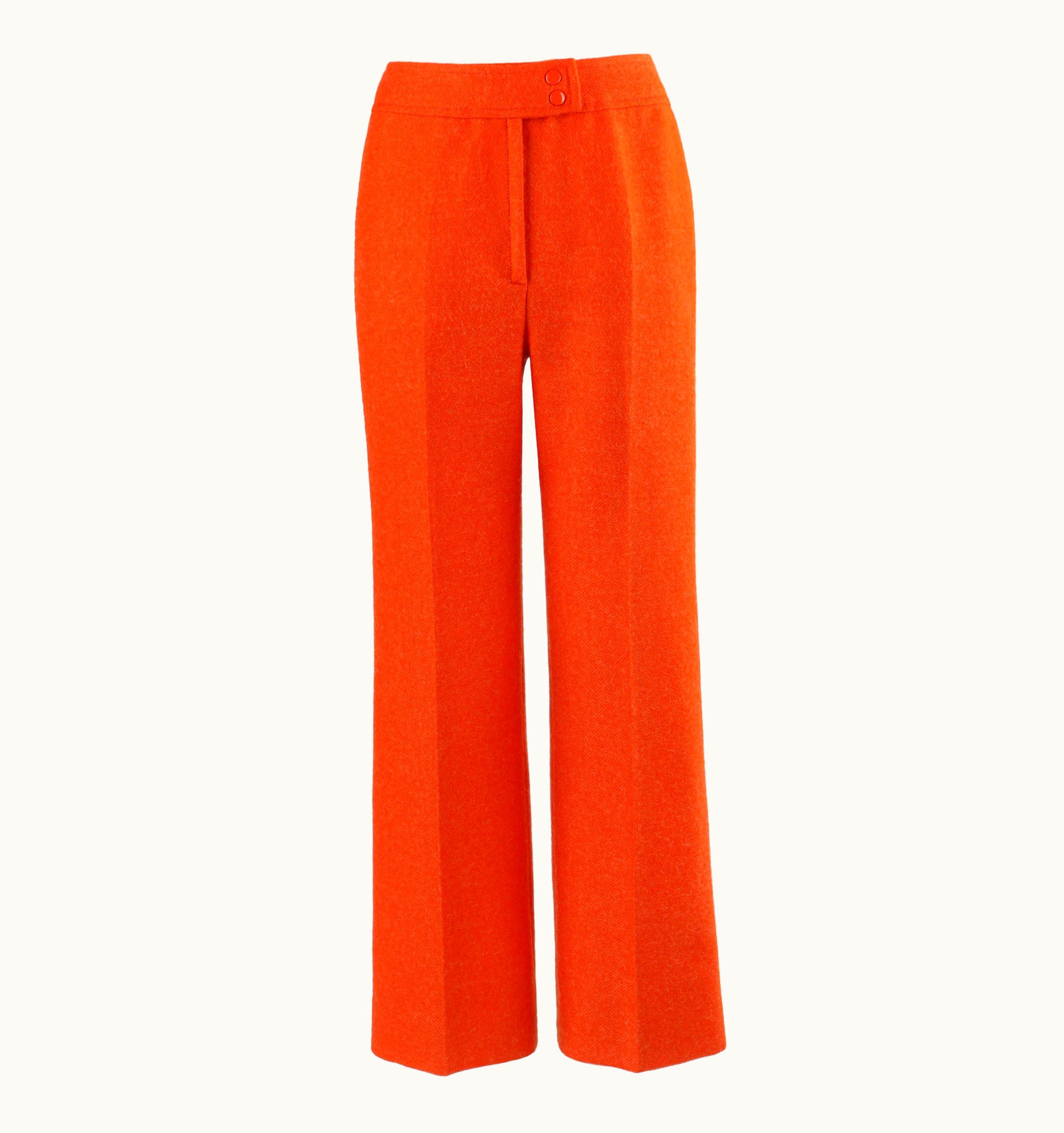 Courrèges c.1970' Hyperbole Bright Orange High Rise Wide Leg Trouser Pants