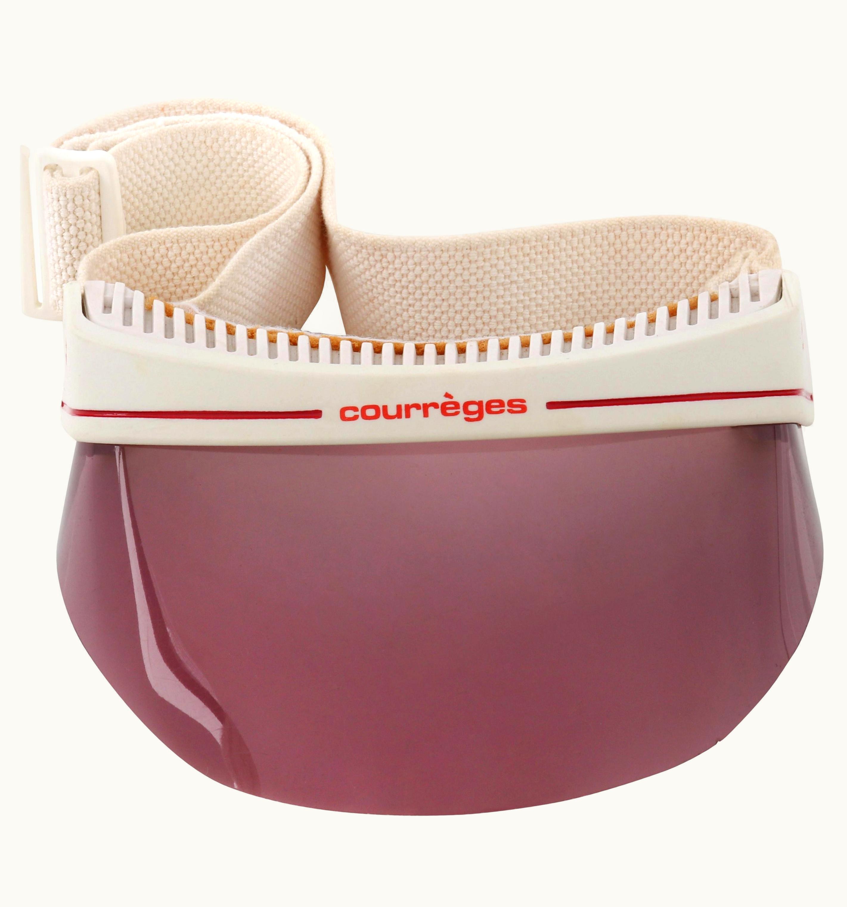 Courrèges c.1970' Purple White Signature Logo Ski Face Shield VIsor Hat Goggles