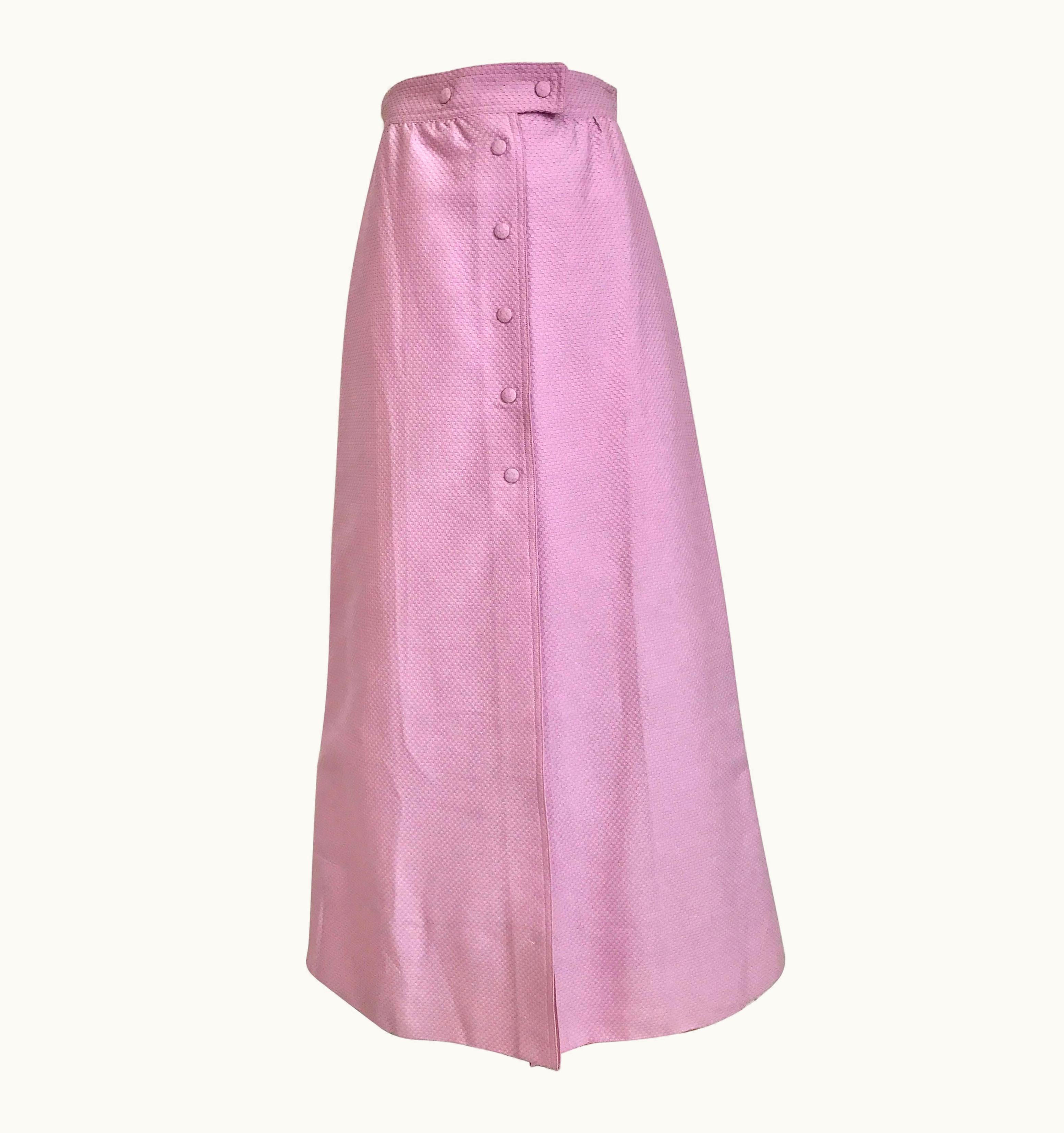 Courrèges 1970s Courrege Pink A Line Maxi Cotton Skirt