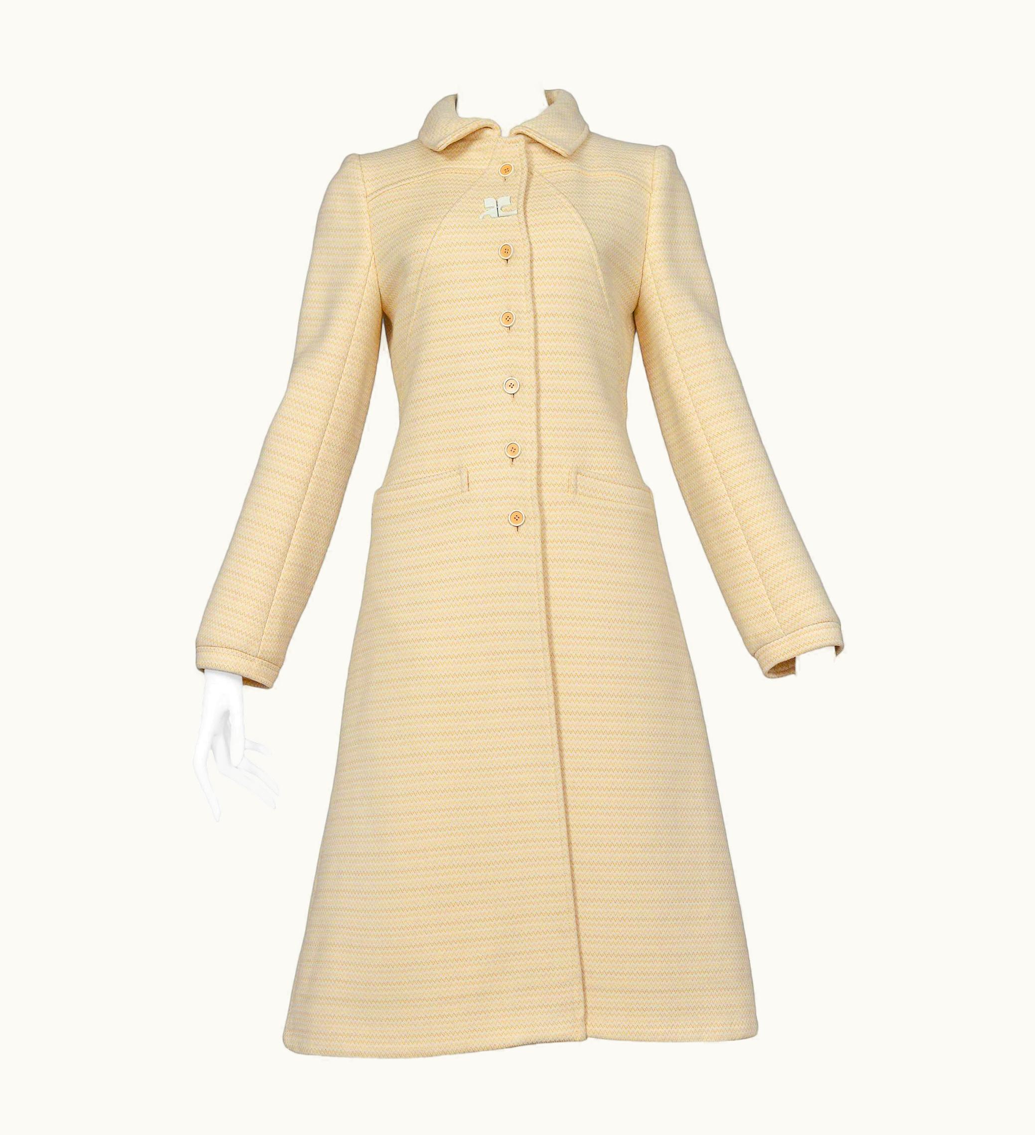 Courrèges Vintage Courrèges Peach Wool Squiggle Coat
