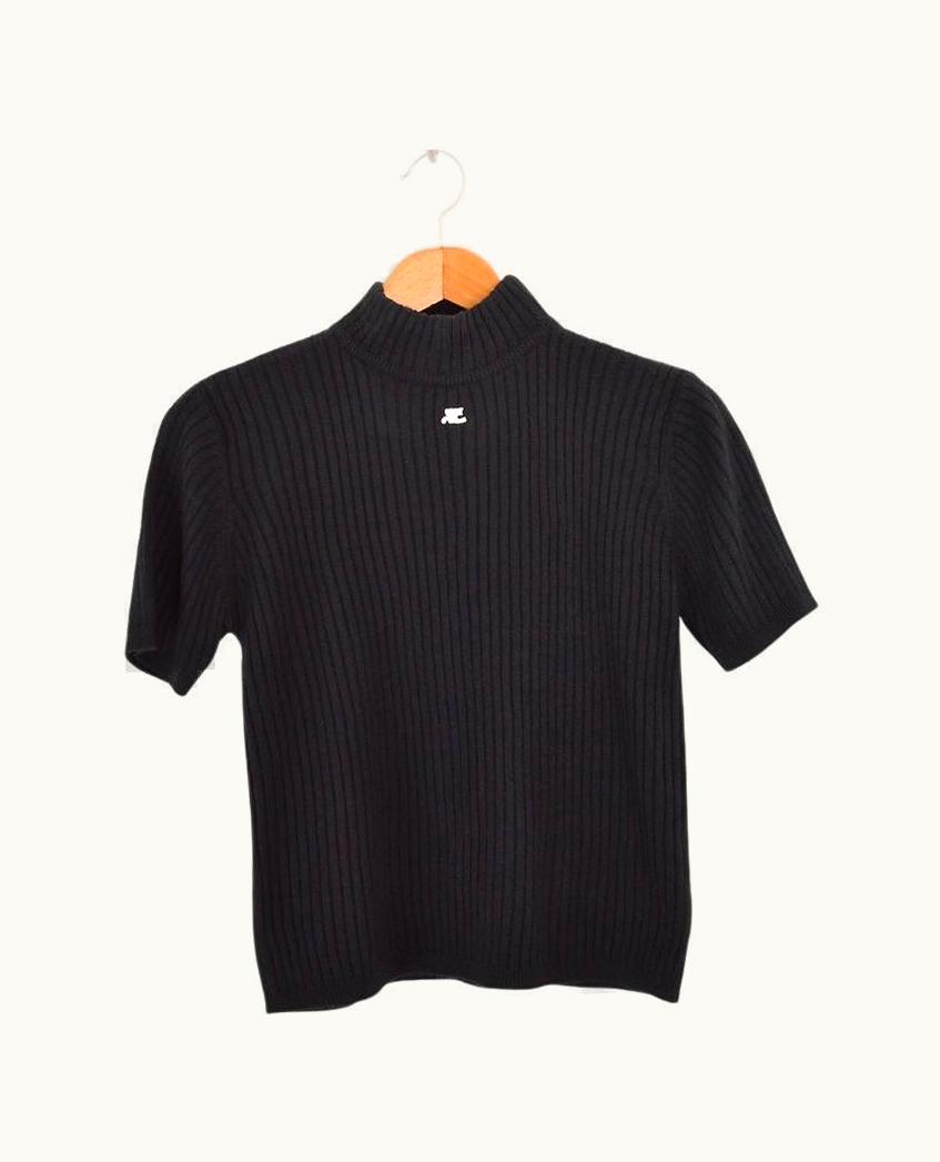 Courrèges Iconic Courrèges 1960' Black Turtle Neck Knit Top