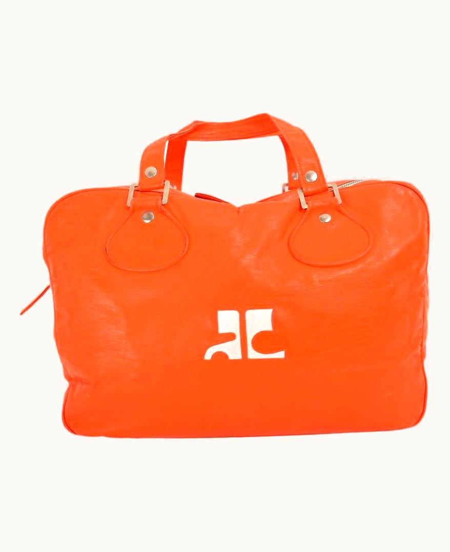 Courrèges Courrèges 1960' Orange Vinyl Holdall Weekend Travel Bag