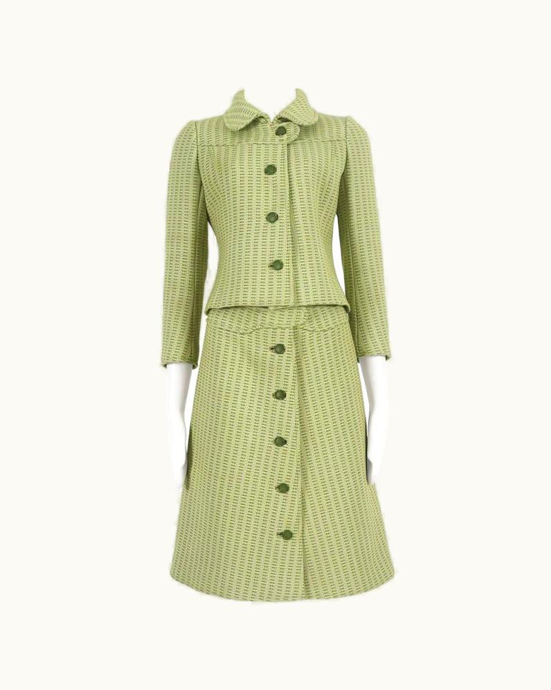 Courrèges Courrèges Haute Couture Lime Green Skirt Suit, Circa 1969