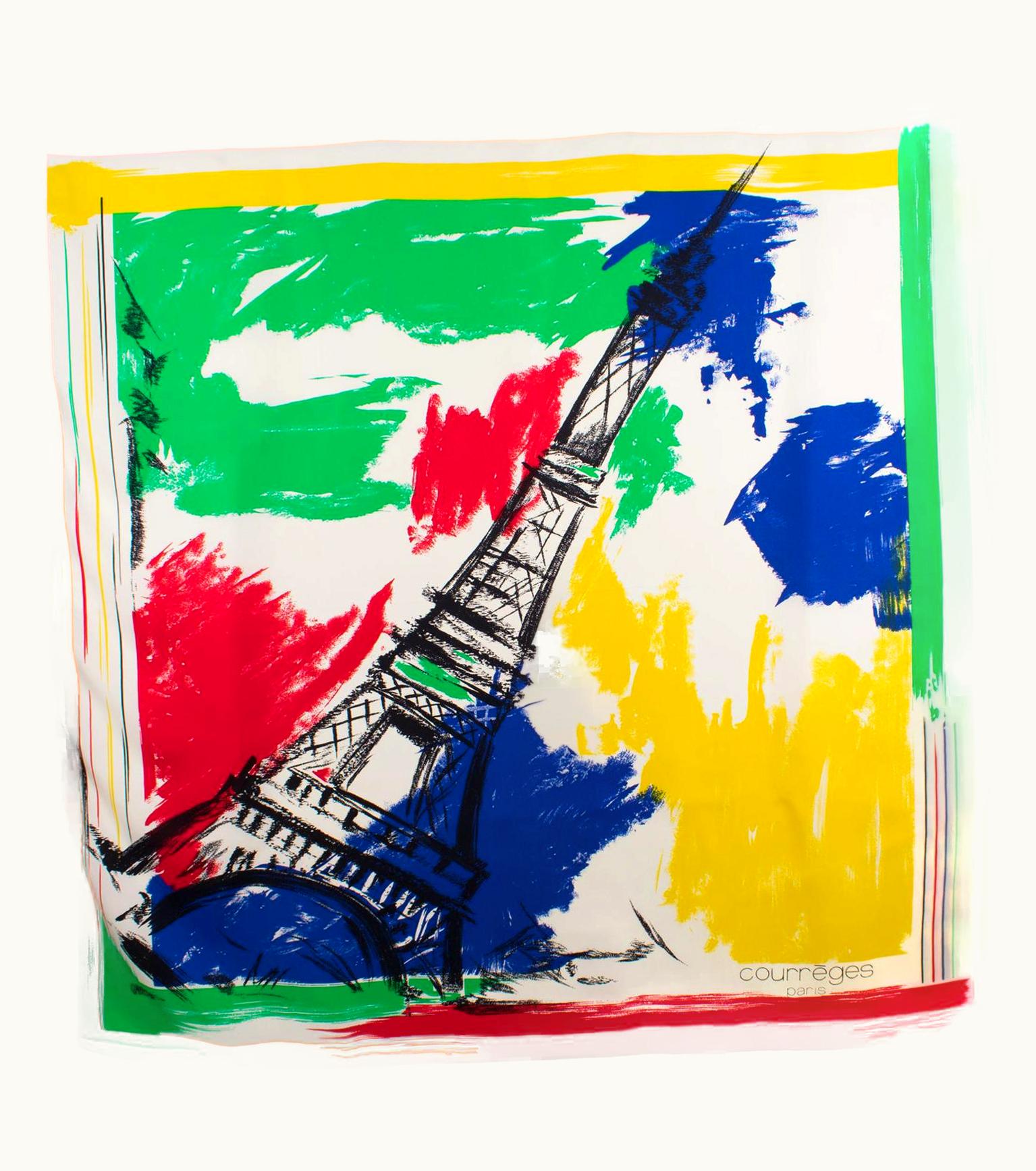 Courrèges Courrèges Paris Silk Scarf The Eiffel Tower In Multicolor Print