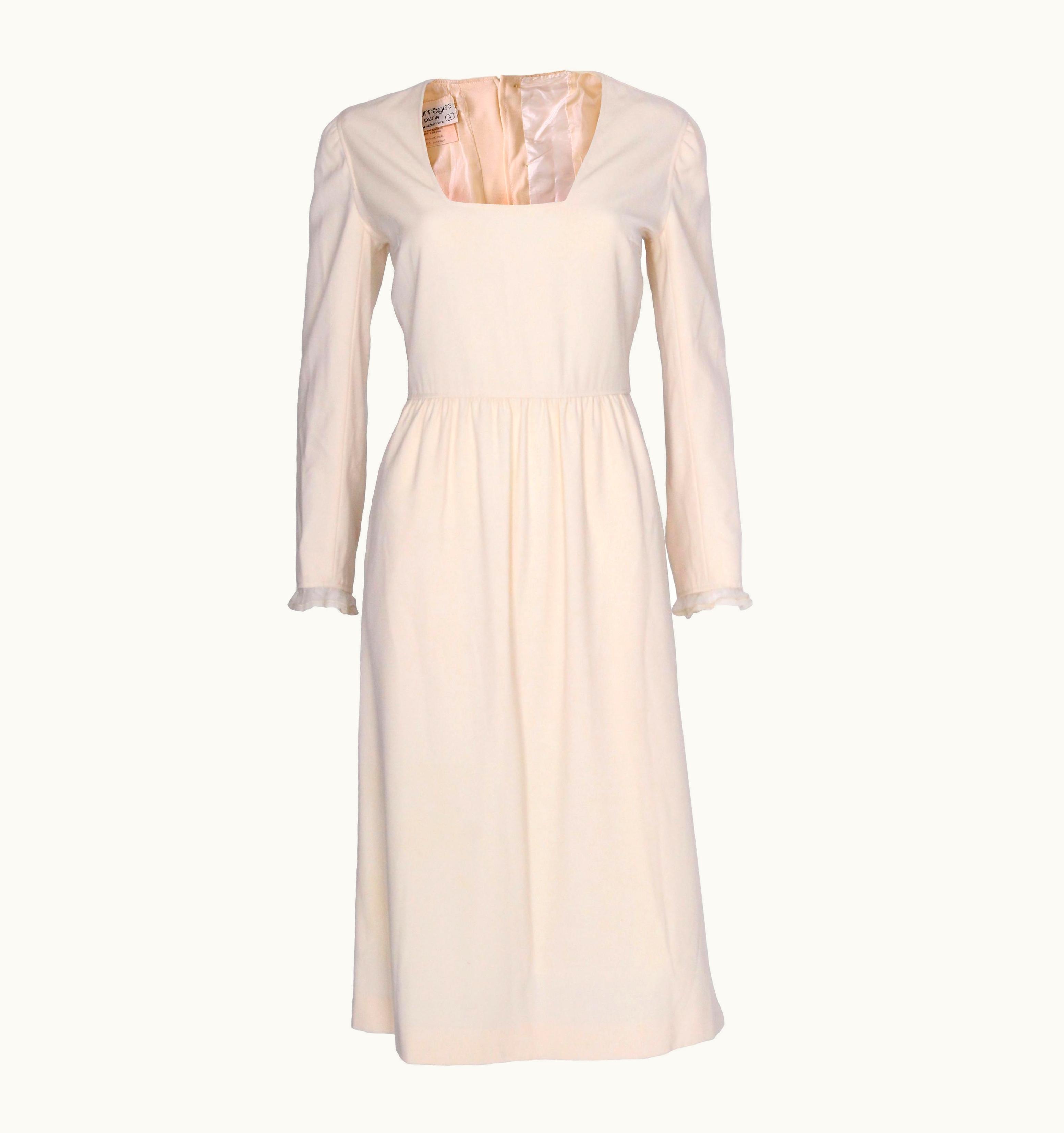 Courrèges A Vintage 1960s Courrèges Cream Wool And Silk Dress Model