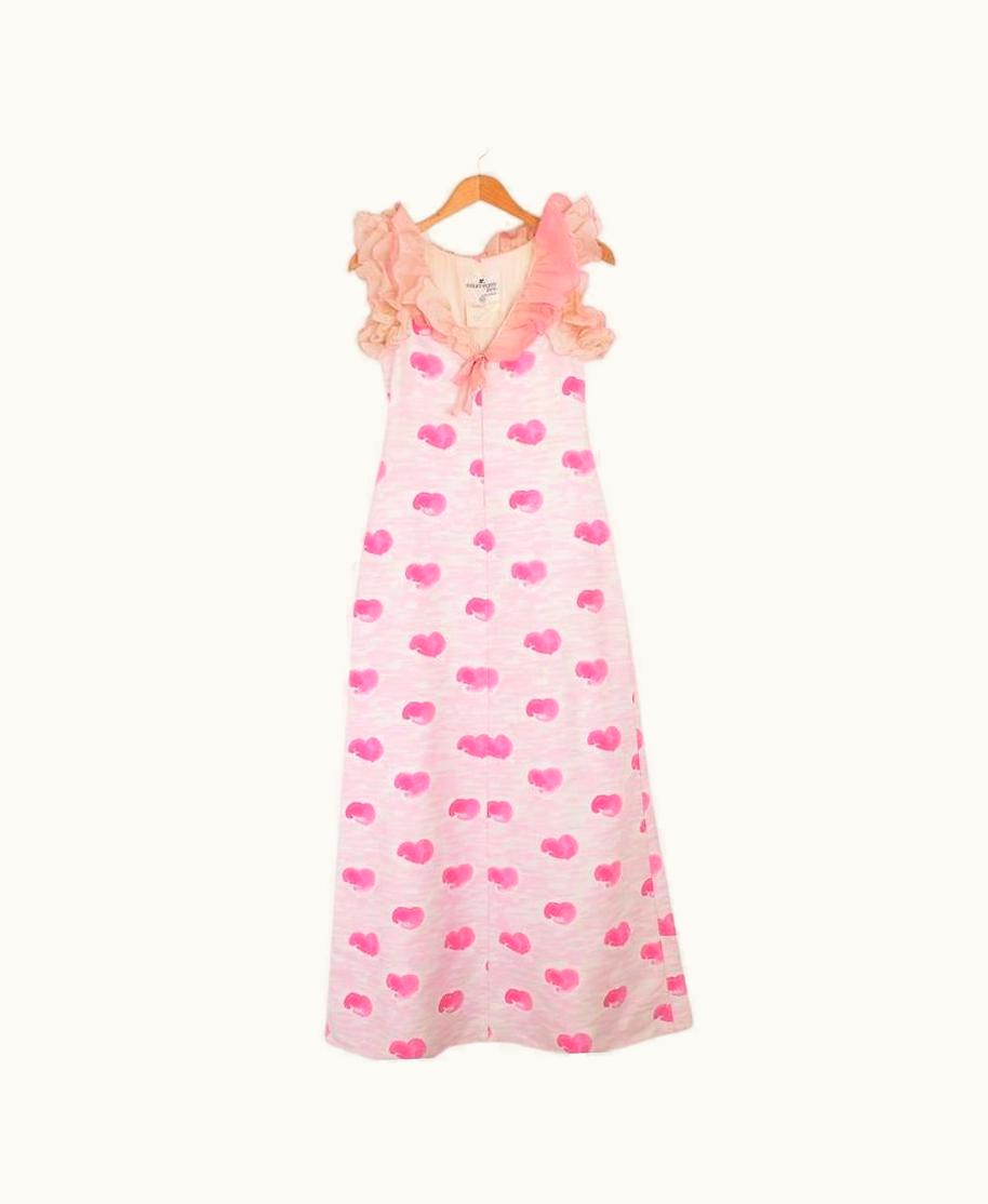 Courrèges Fun Courrèges 1960' Pink Ruffle Detail Floor Length Maxi Cocktail Dress