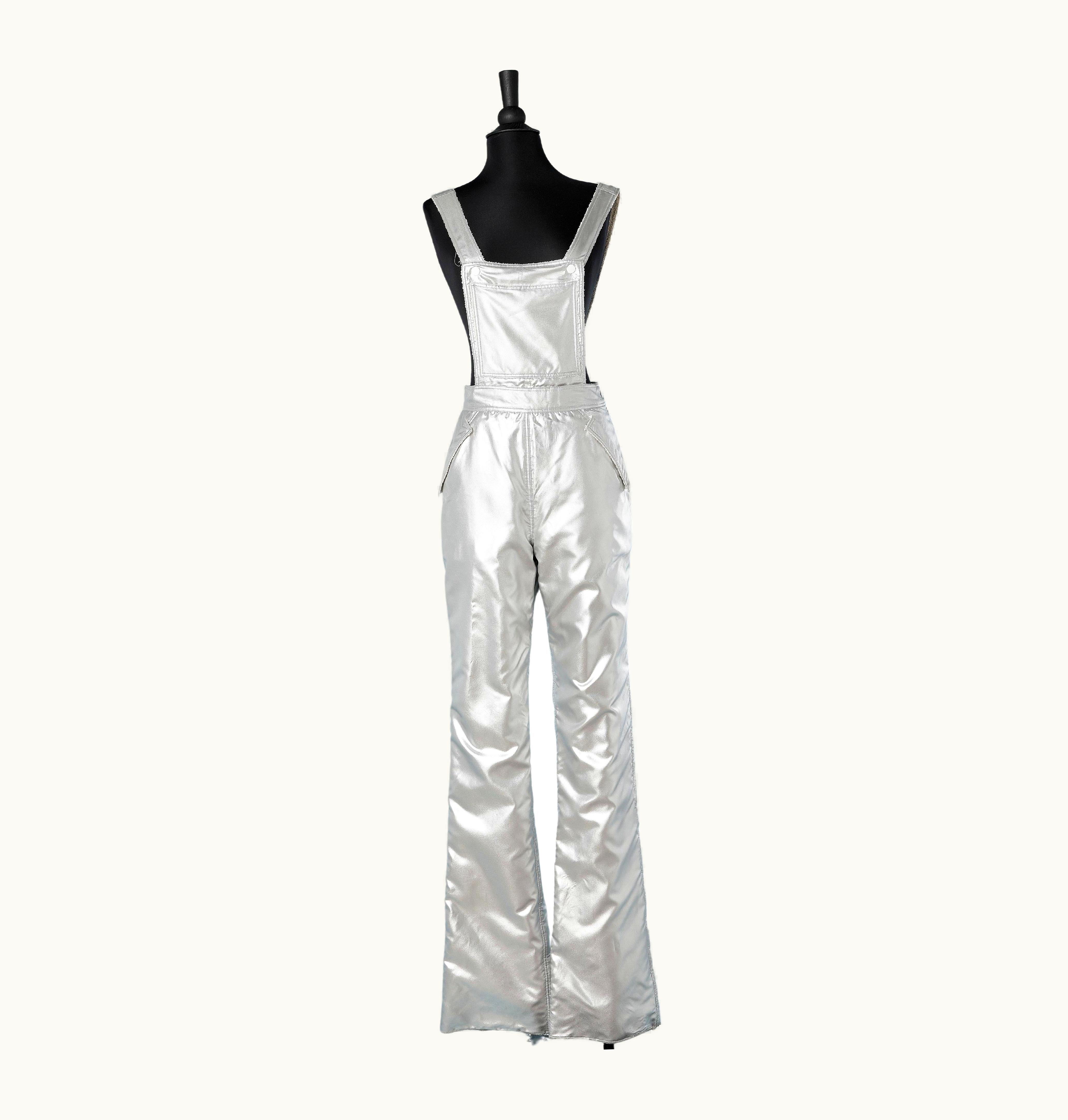 Courrèges 1960' Silver Dungarees With White Terry Cloth Lining Courrèges Paris Hyperbole
