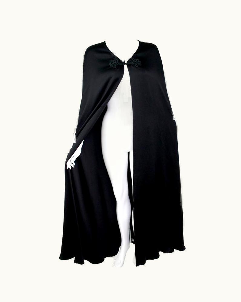 Valentino Valentino Haute Couture Vintage Black Silk Satin Cape