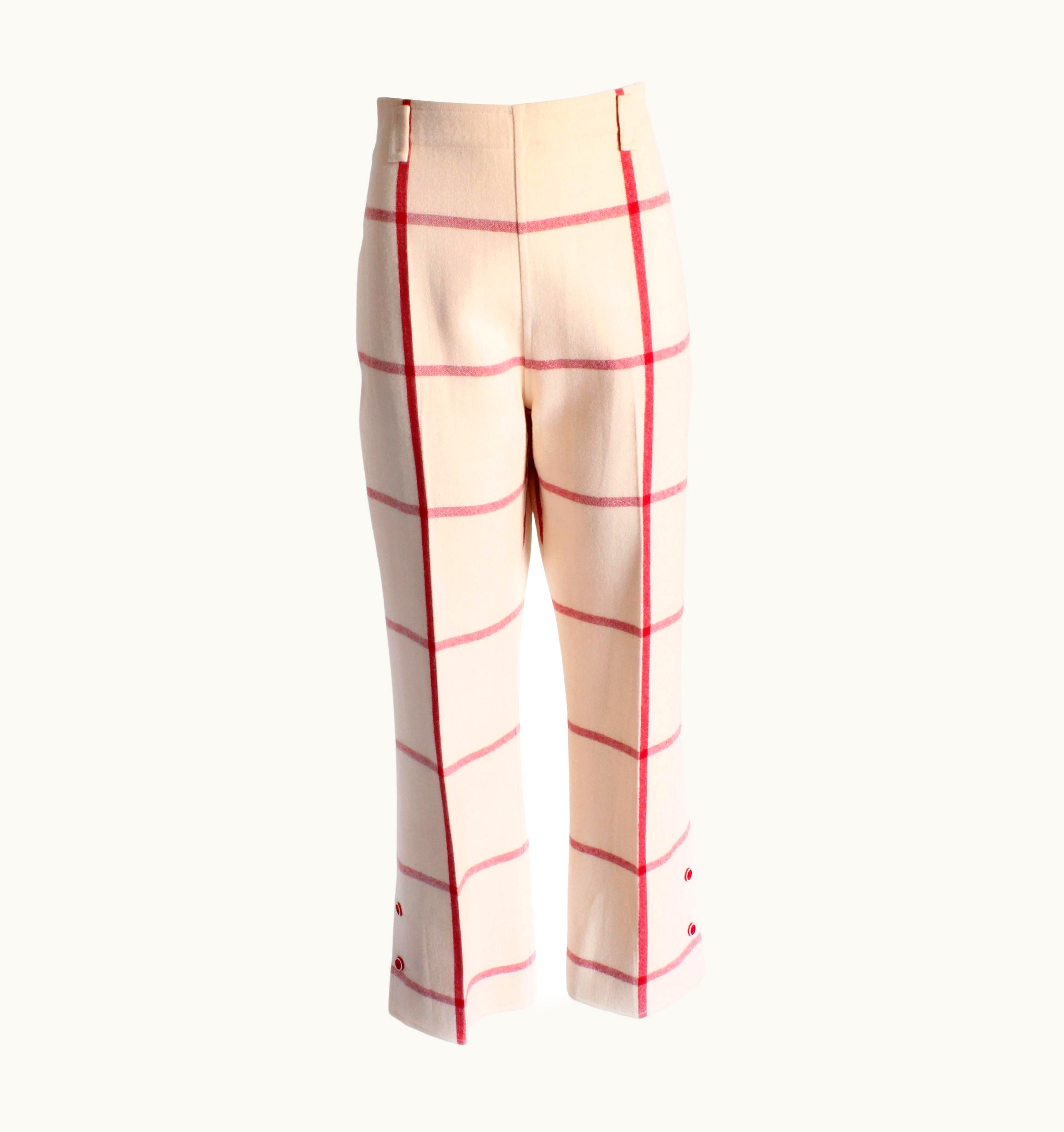 Courrèges Courrèges Paris Pants Windowpane Plaid Wool Rare Vintage 80s