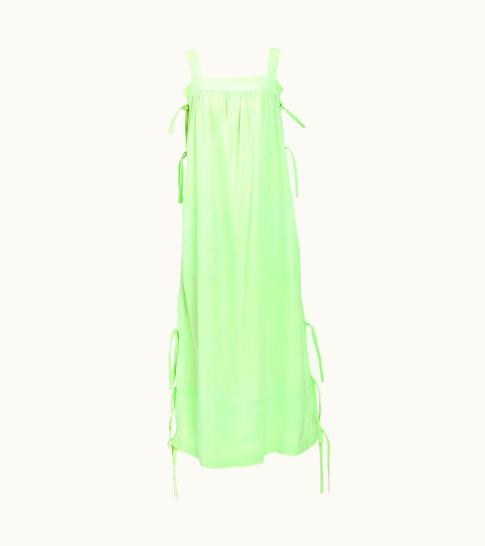 Courrèges Courrèges 1970s Vintage Lime Green Cotton Long Summer Dress