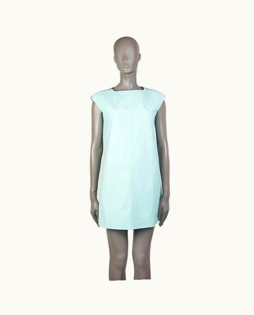 Courrèges Courrèges Turquoise Cotton Cap Sleeve Mini Shift Dress