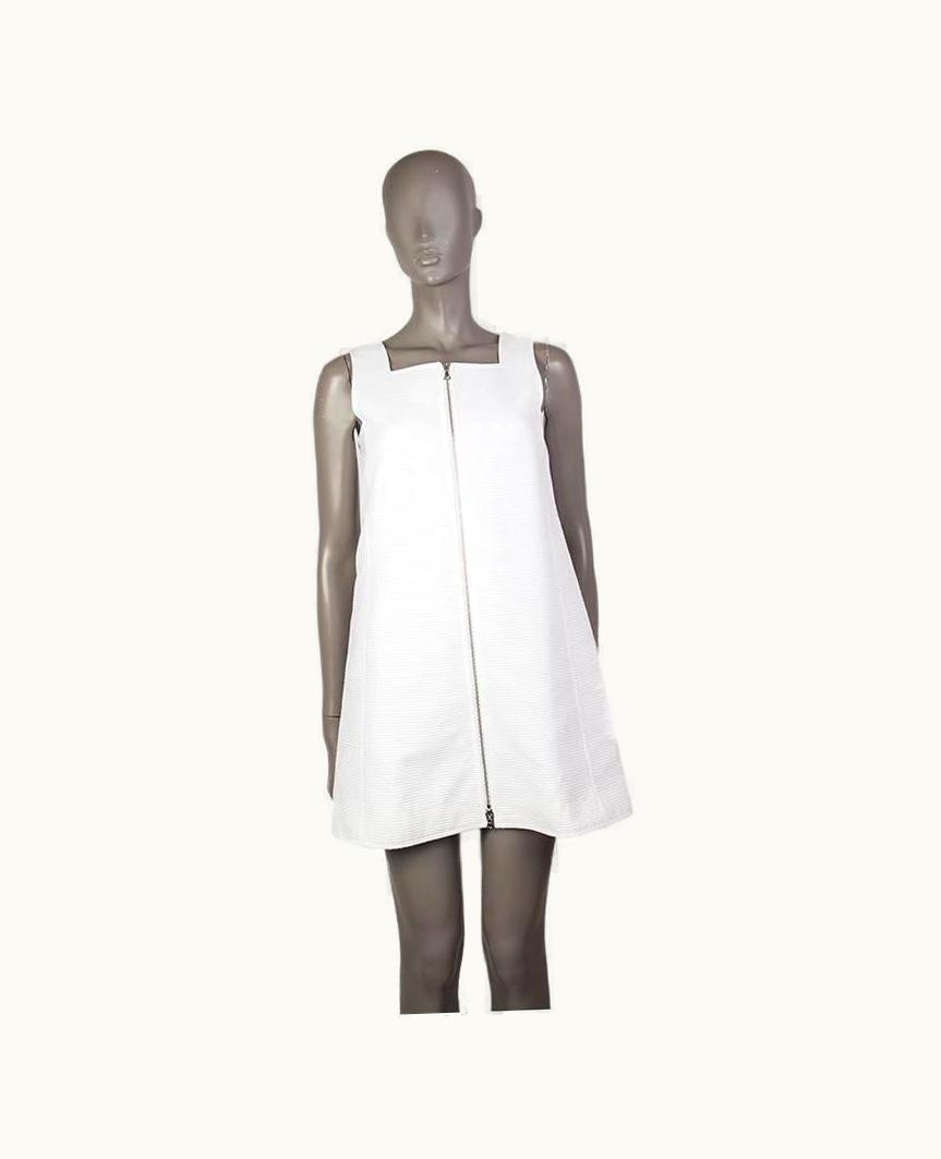 Courrèges Courrèges White Cotton Ribbed Front Zip A-line Dress