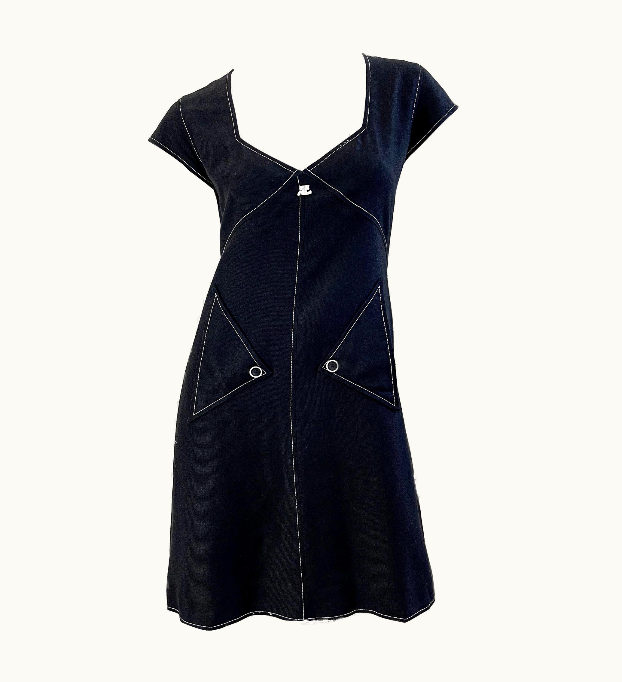 Courrèges Vintage Courrèges 1990s Does 1960s Black And White S/S 6 90s Dress