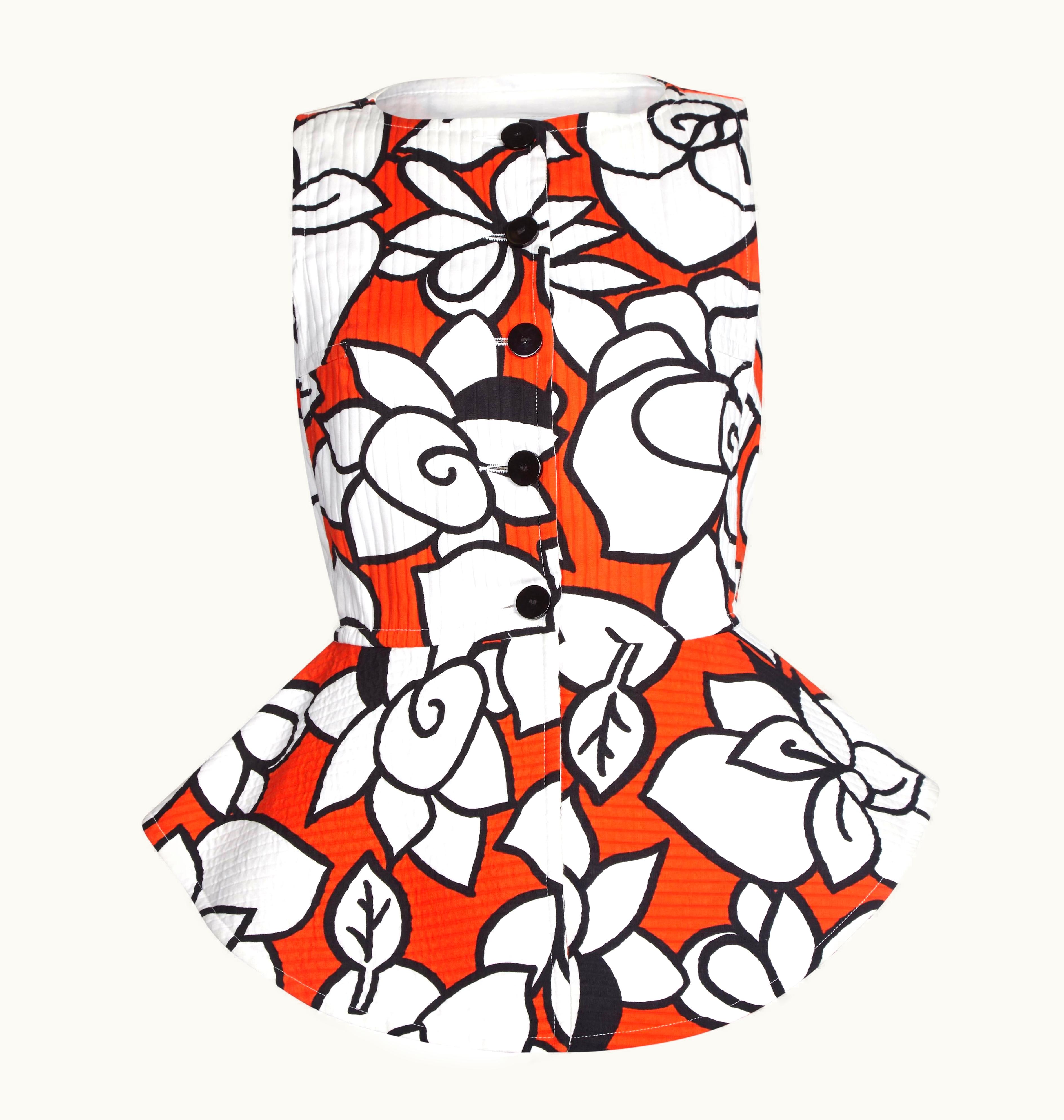 Courrèges 1980s Courrèges Peplum Top With Graphic Floral Print