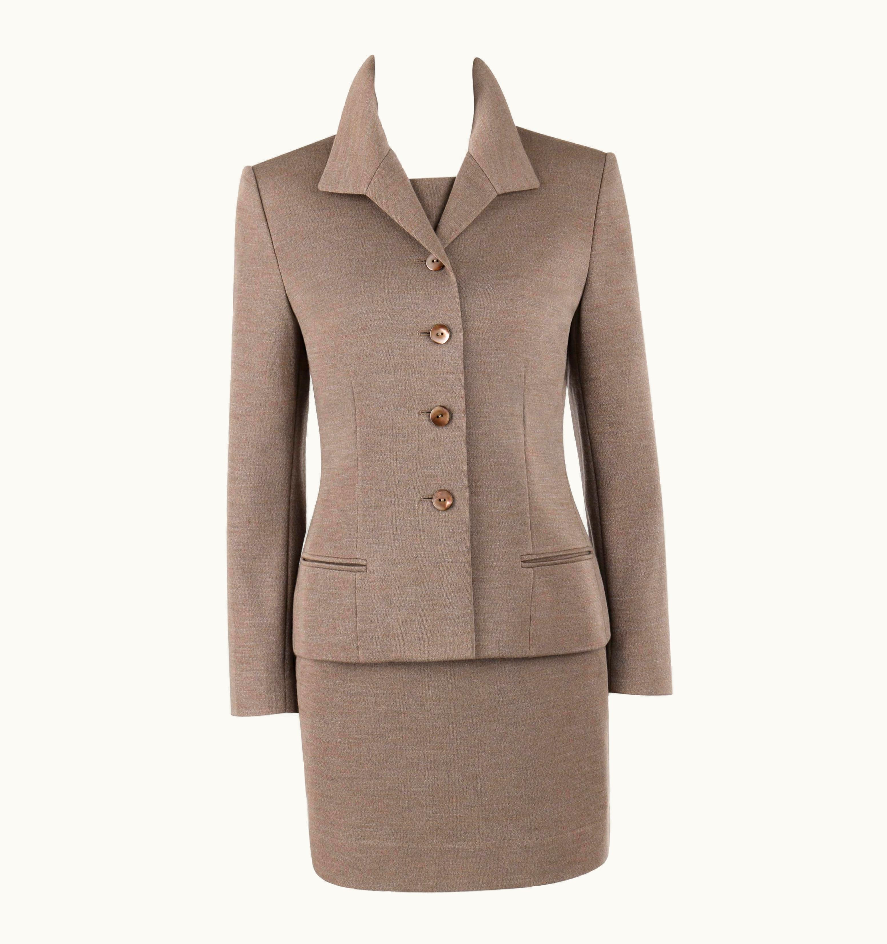 Alexander McQueen Givenchy Couture AW 1998 Alexander McQUEEN 2 Piece Wool Blazer Dress Suit Set
