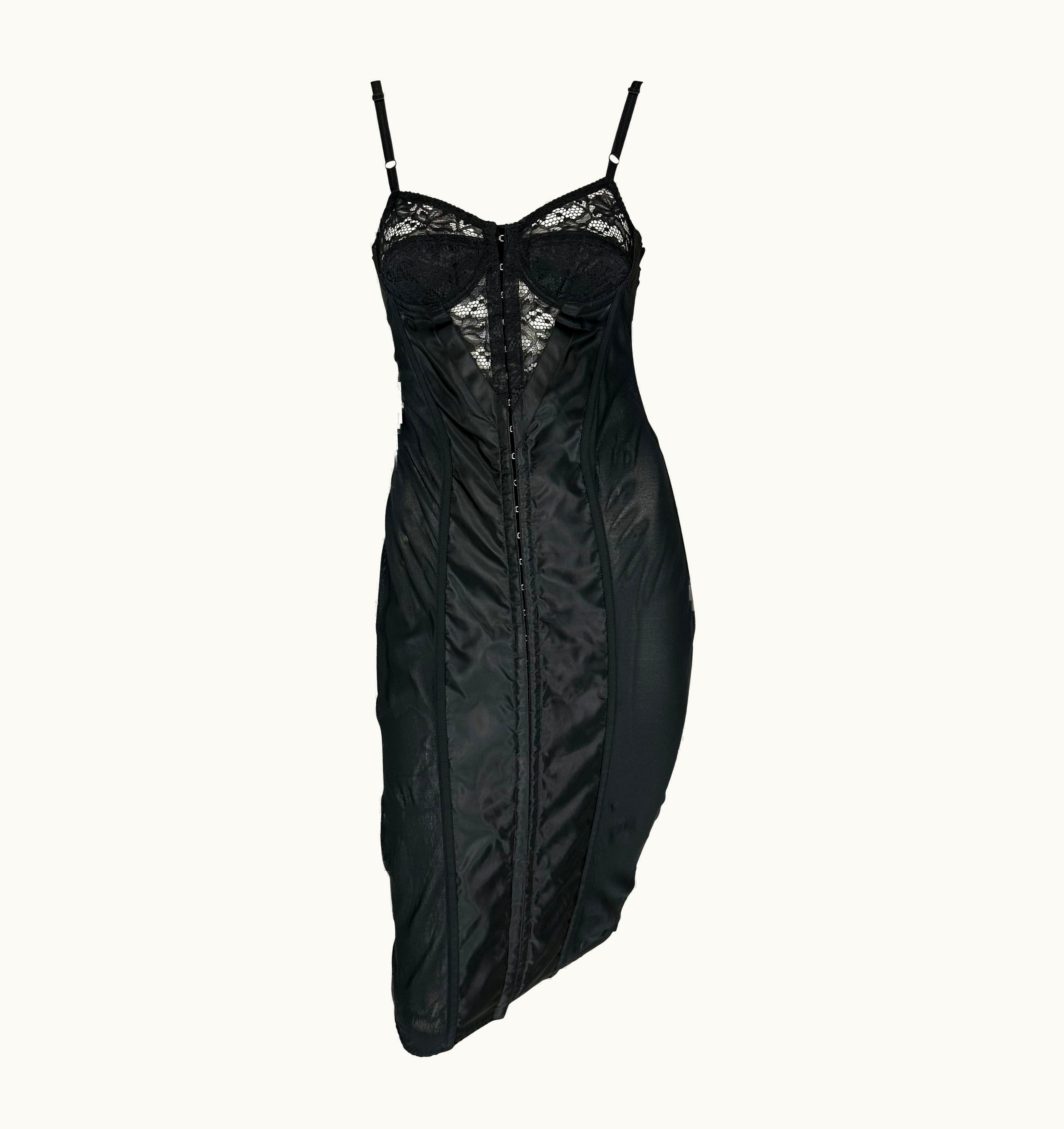 Dolce & Gabbana S/S 2003 Dolce & Gabbana 'Sex & Love' Runway Sheer Bustier Black Dress