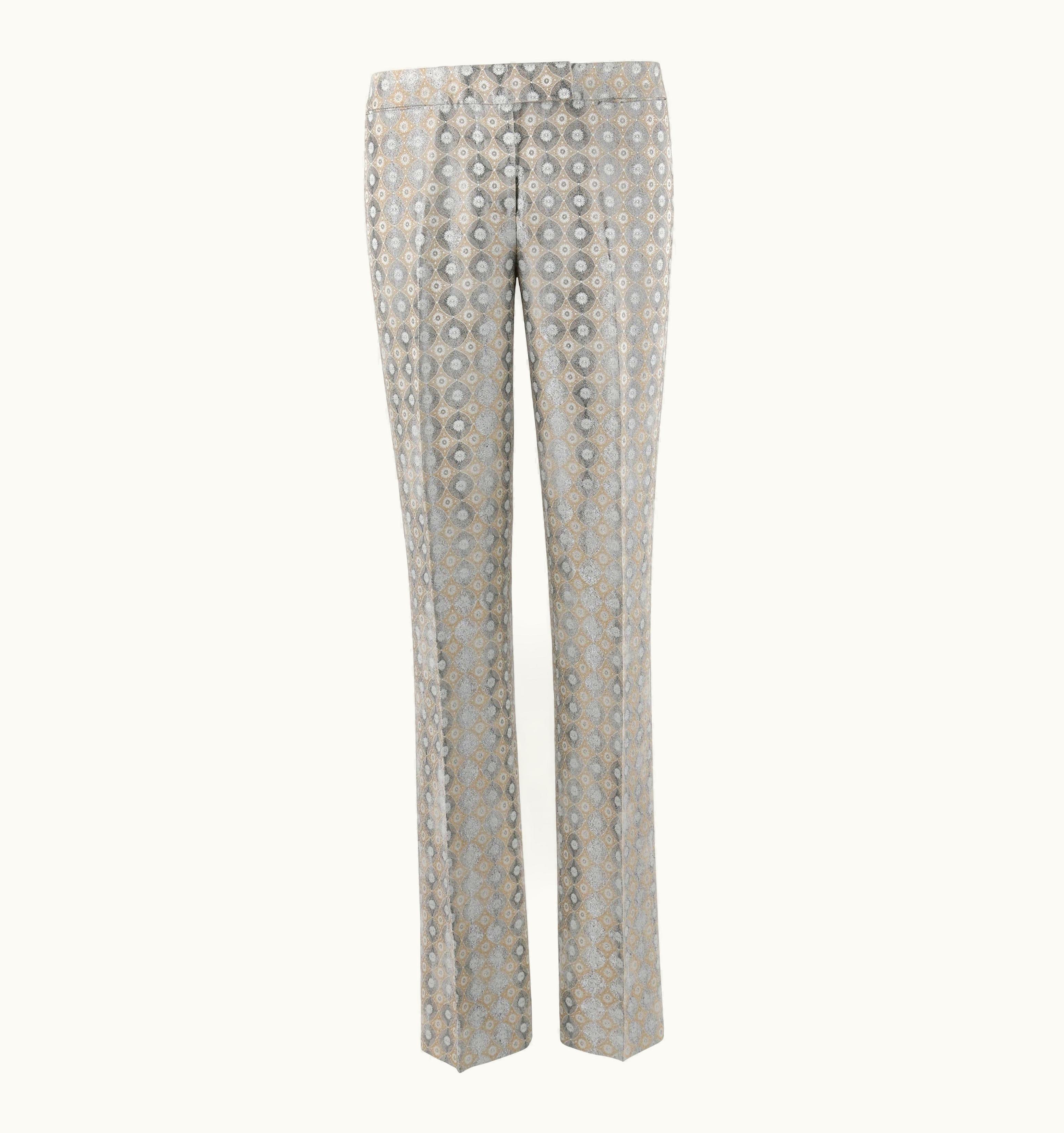 Alexander McQueen Alexander McQUEEN AW 2003 "Scanners" Metallic Geometric Boot-cut Pants Trousers