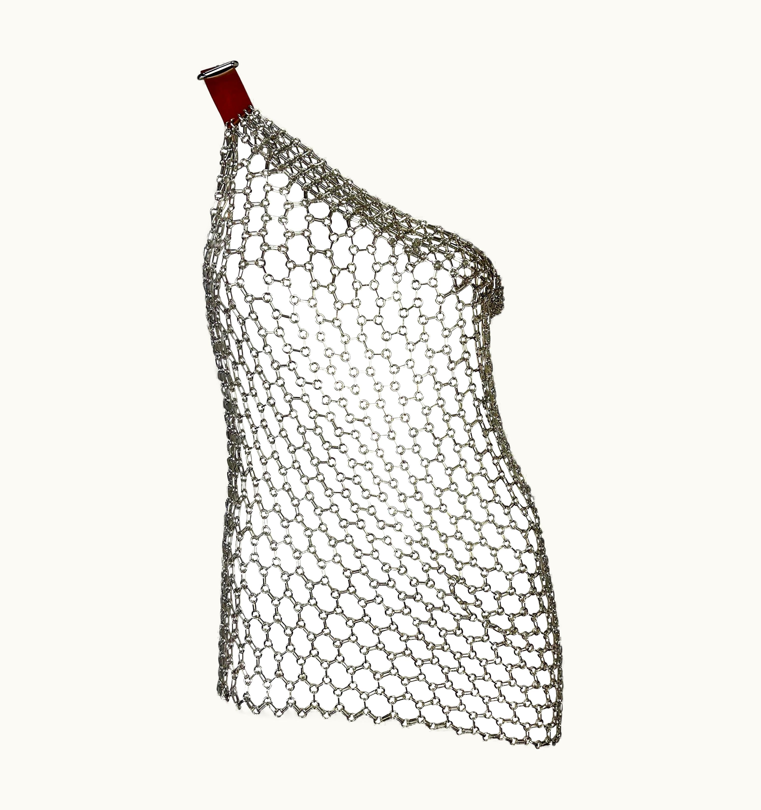 Dolce & Gabbana S/S 2003 Dolce & Gabbana 'Sex & Love' Barbarella Chainmail Metal Buckle Net Top