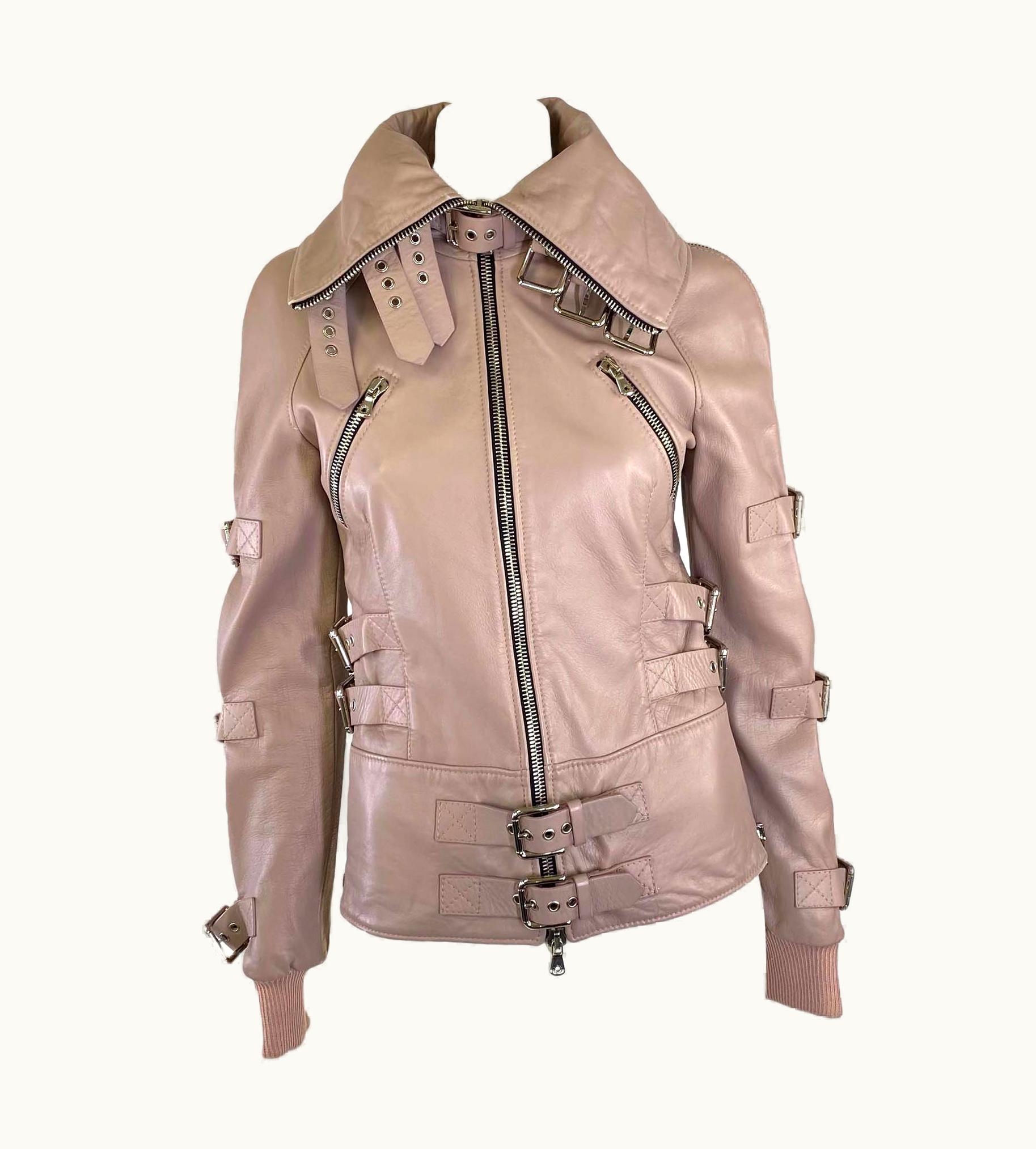 Dolce & Gabbana S/S 2003 Dolce & Gabbana 'Sex & Love' Bondage Buckle Lambskin Leather Zip Jacket