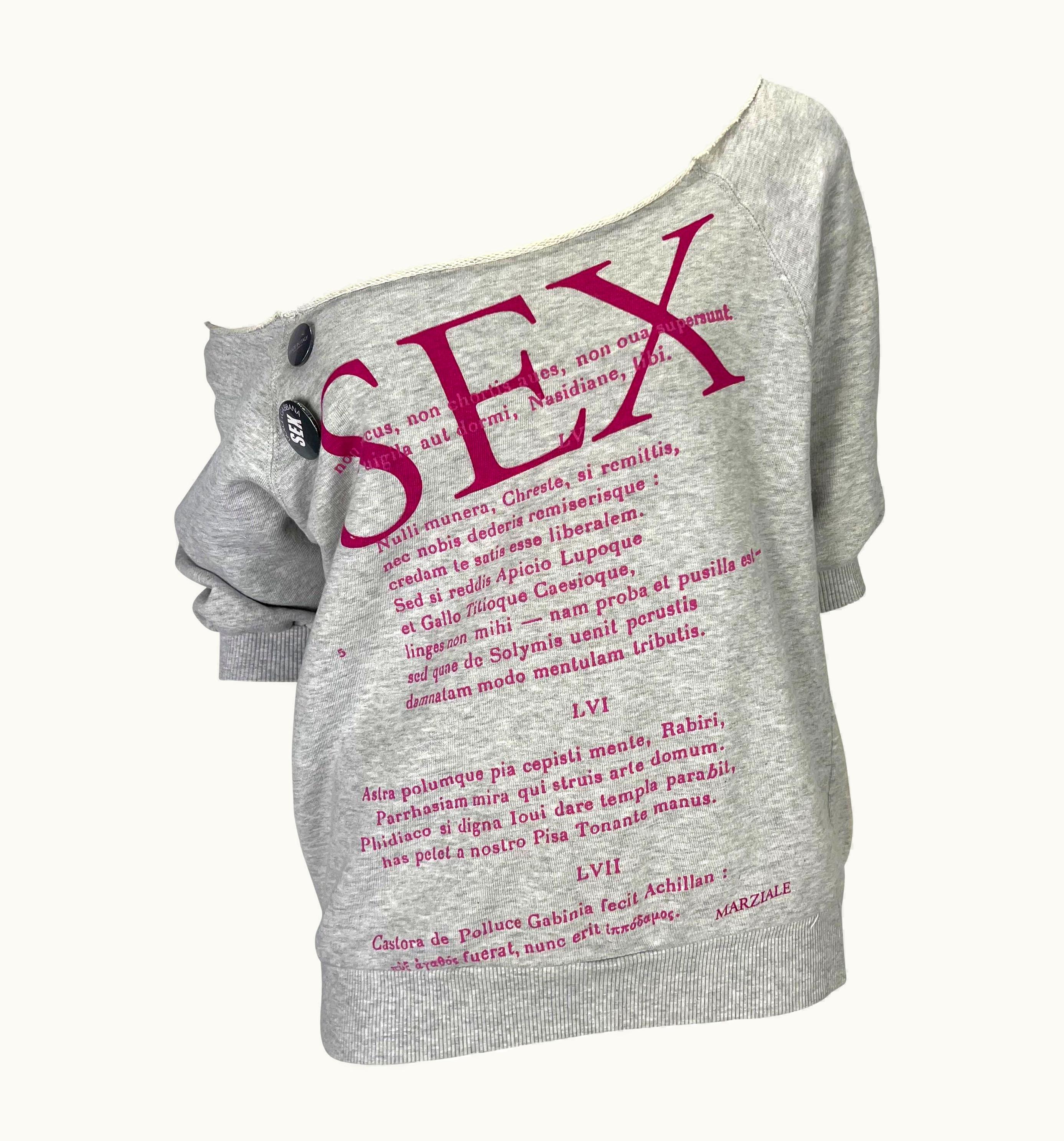 Dolce & Gabbana S/S 2003 Dolce & Gabbana 'Sex & Love' Runway Print Pin Cropped Sweatshirt Top