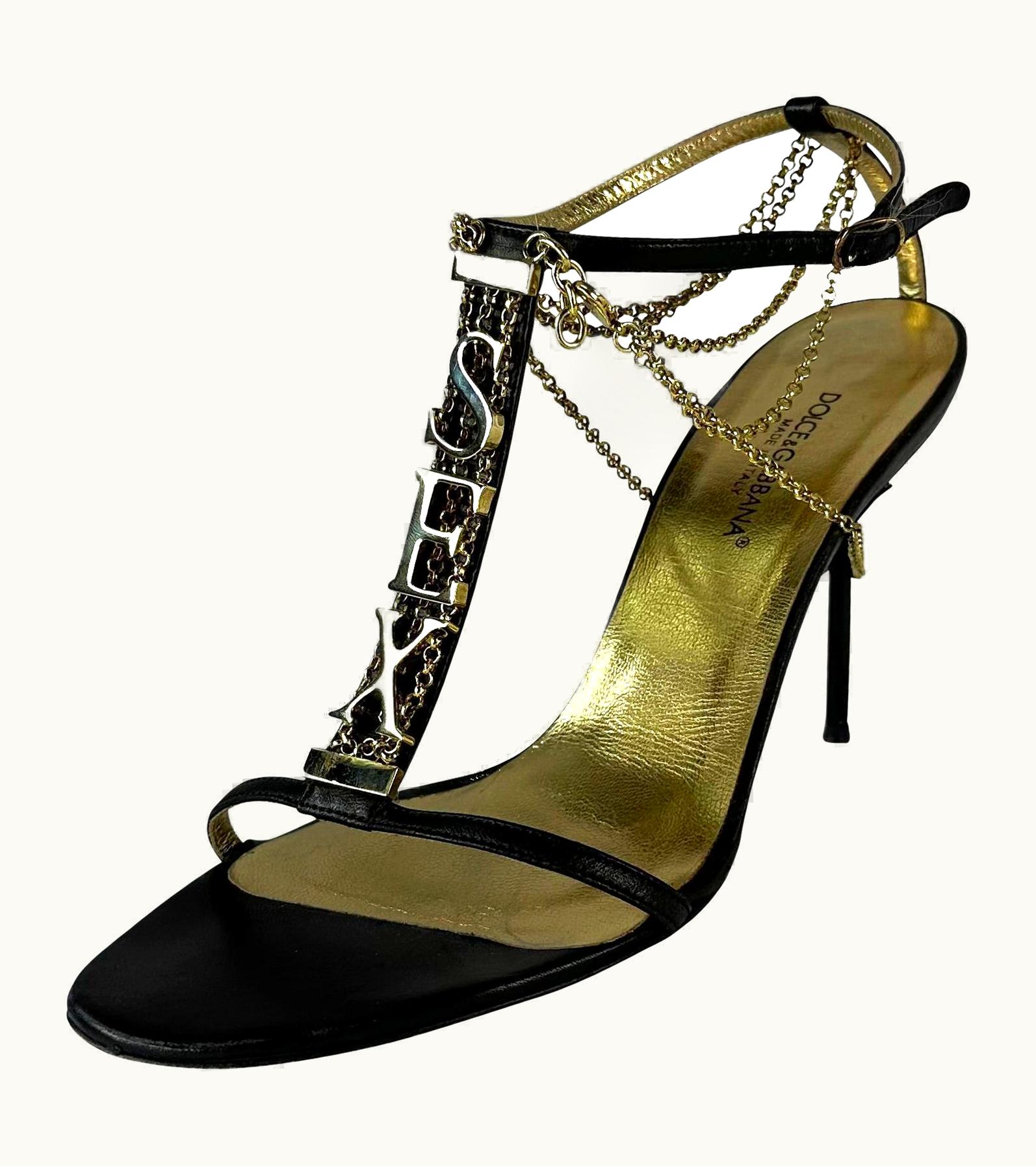 Dolce & Gabbana S/S 2003 Dolce & Gabbana 'Sex & Love' Black Leather Sex Heels It