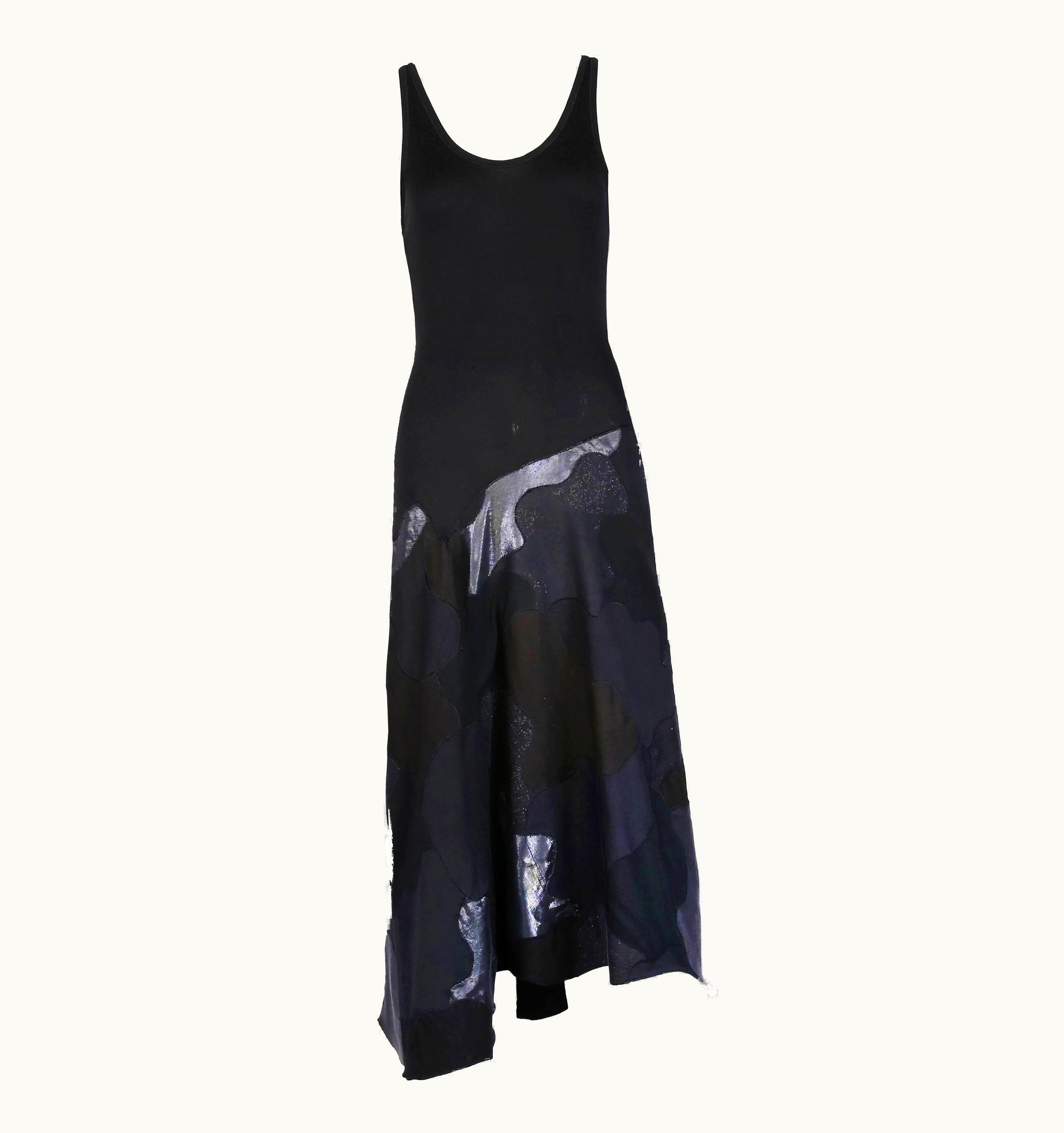 Alexander McQueen Alexander McQueen Black Cotton Stretch Tank Dress w/Appliqued Skirt