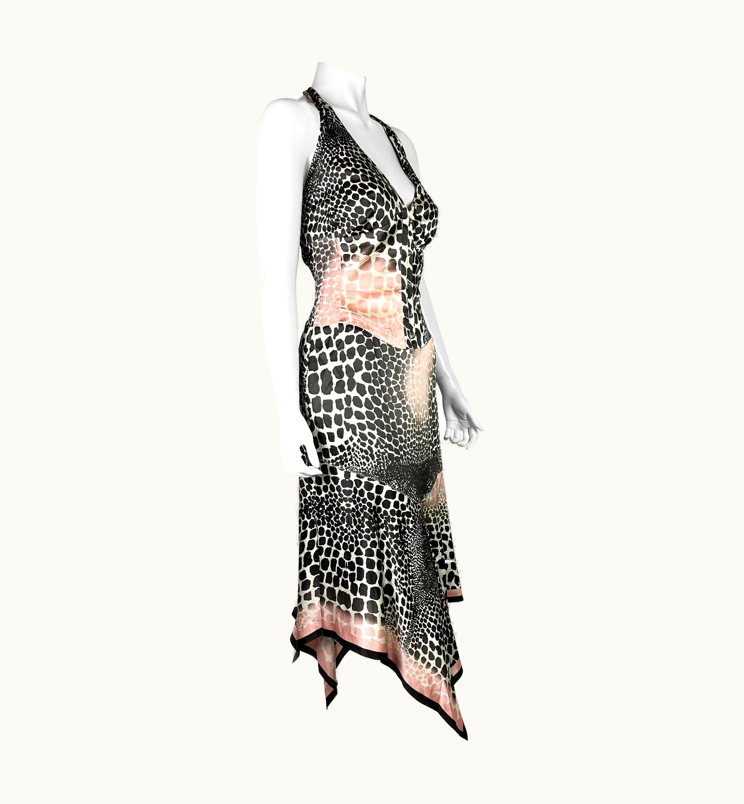 Roberto Cavalli S/S 2004 Roberto Cavalli Corset Halter Neck Silk Dress