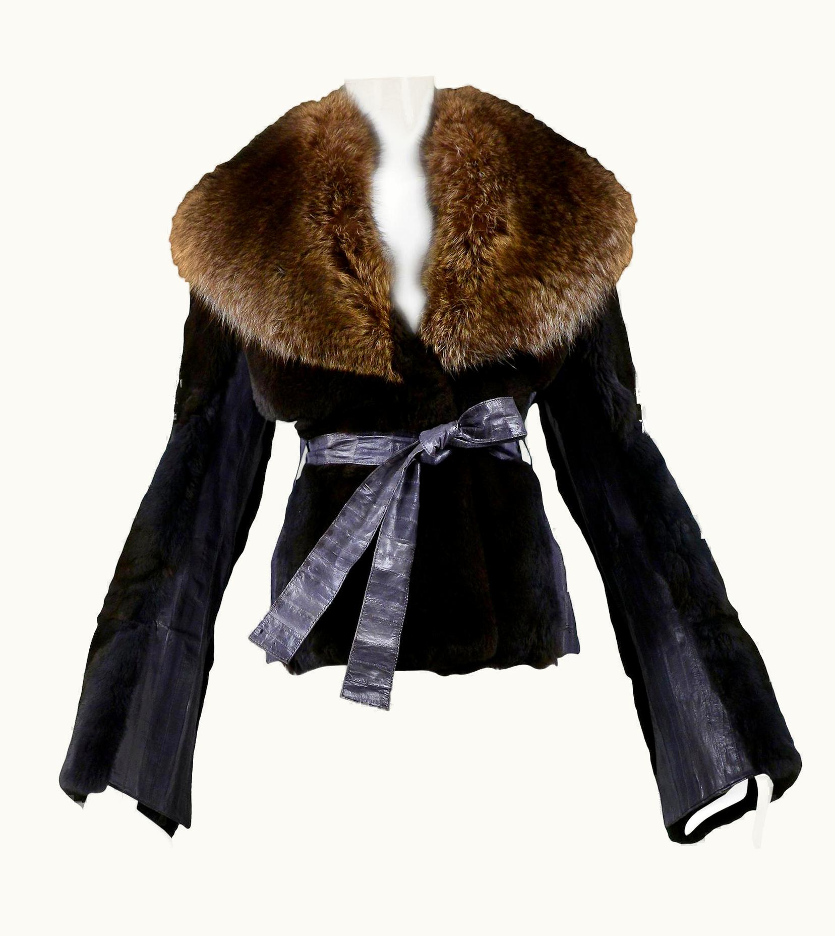 Dolce & Gabbana Vintage Dolce & Gabbana Brown Mink Fur Jacket With Fur Collar And Belt 2004