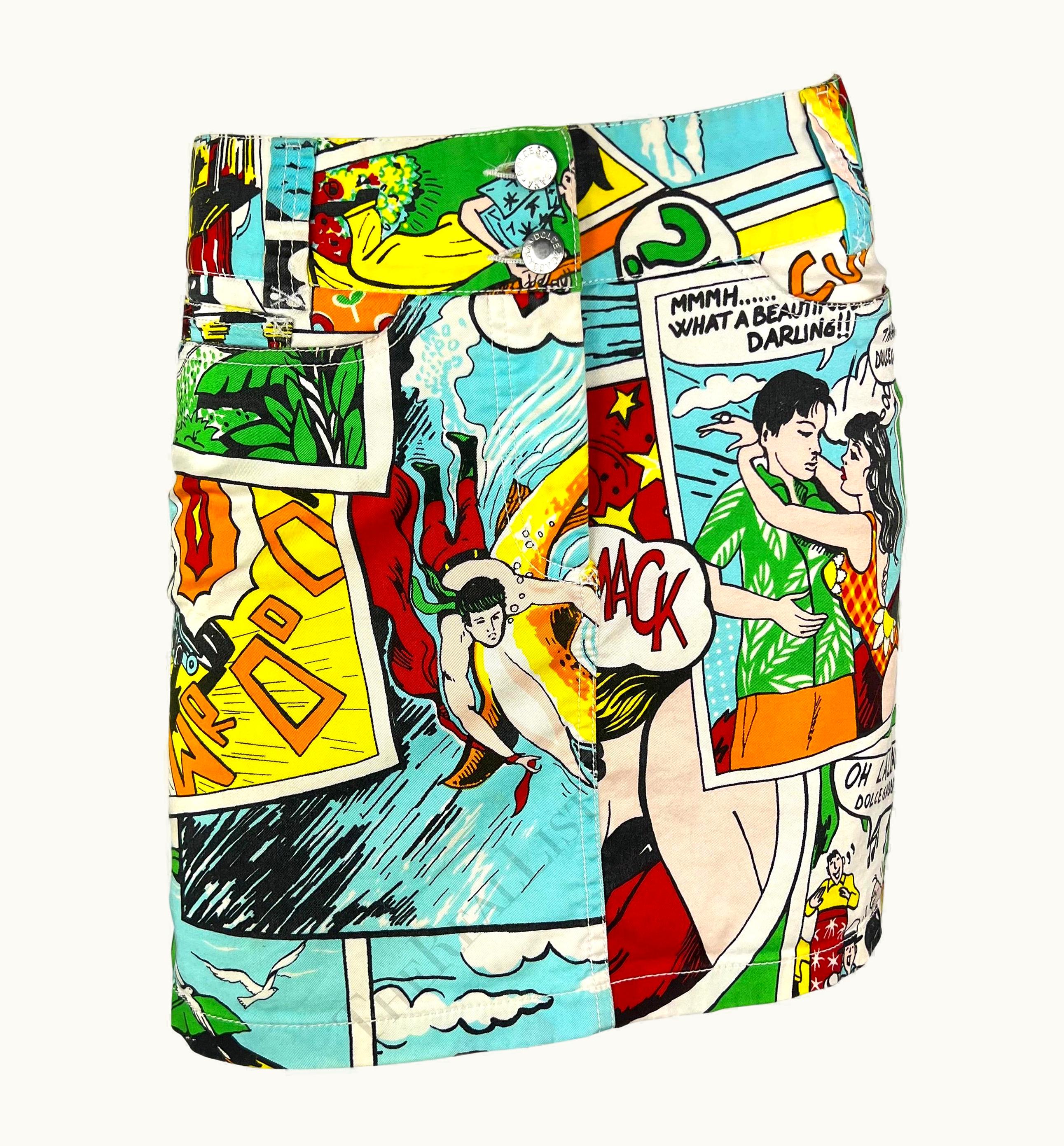 Dolce & Gabbana S/S 2004 Dolce & Gabbana Logo Comic Book Pop Art Print Multicolor Mini Skirt