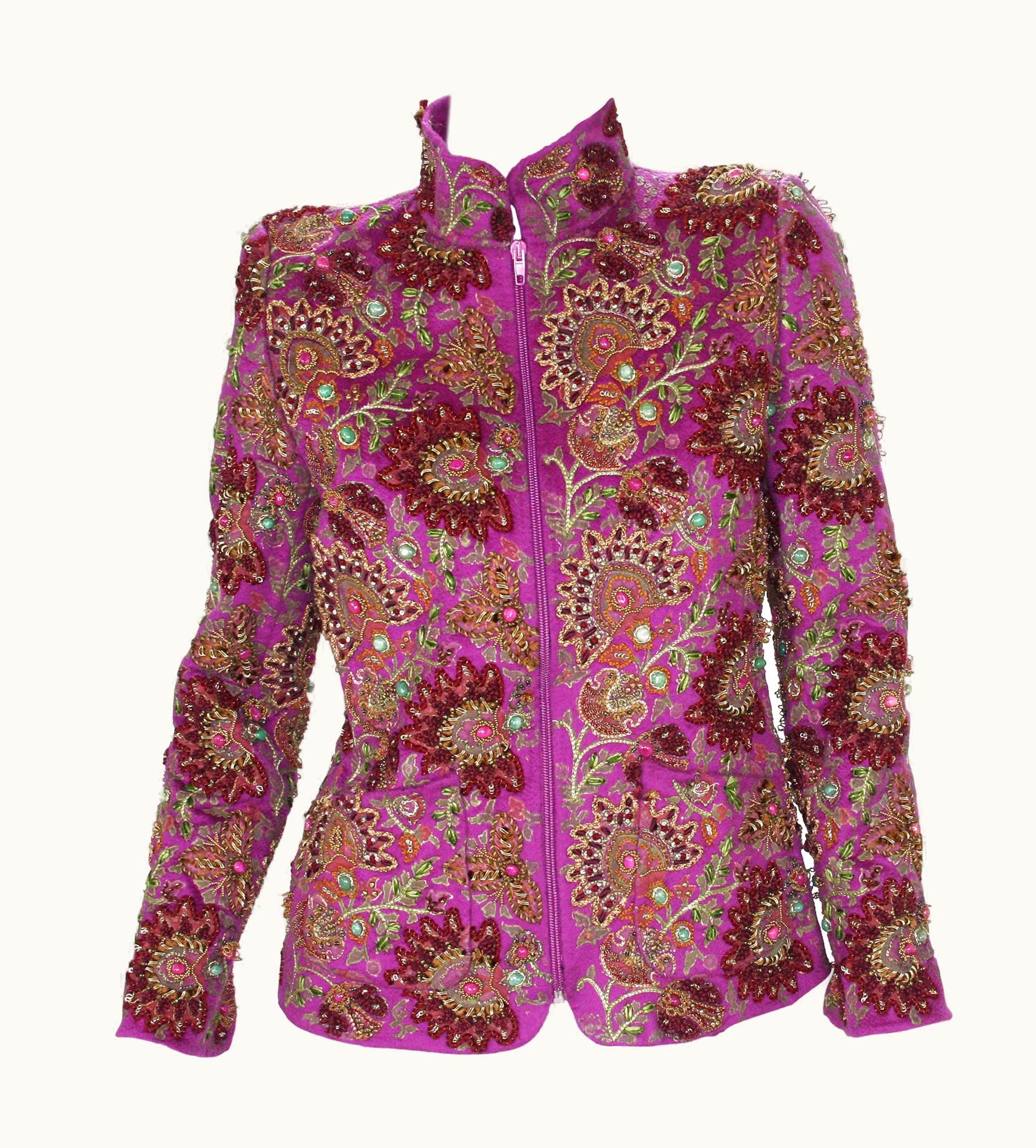 Oscar De La Renta Oscar De La Renta AW 2004 Cashmere Studded Embroidered Limited Edition Jacket