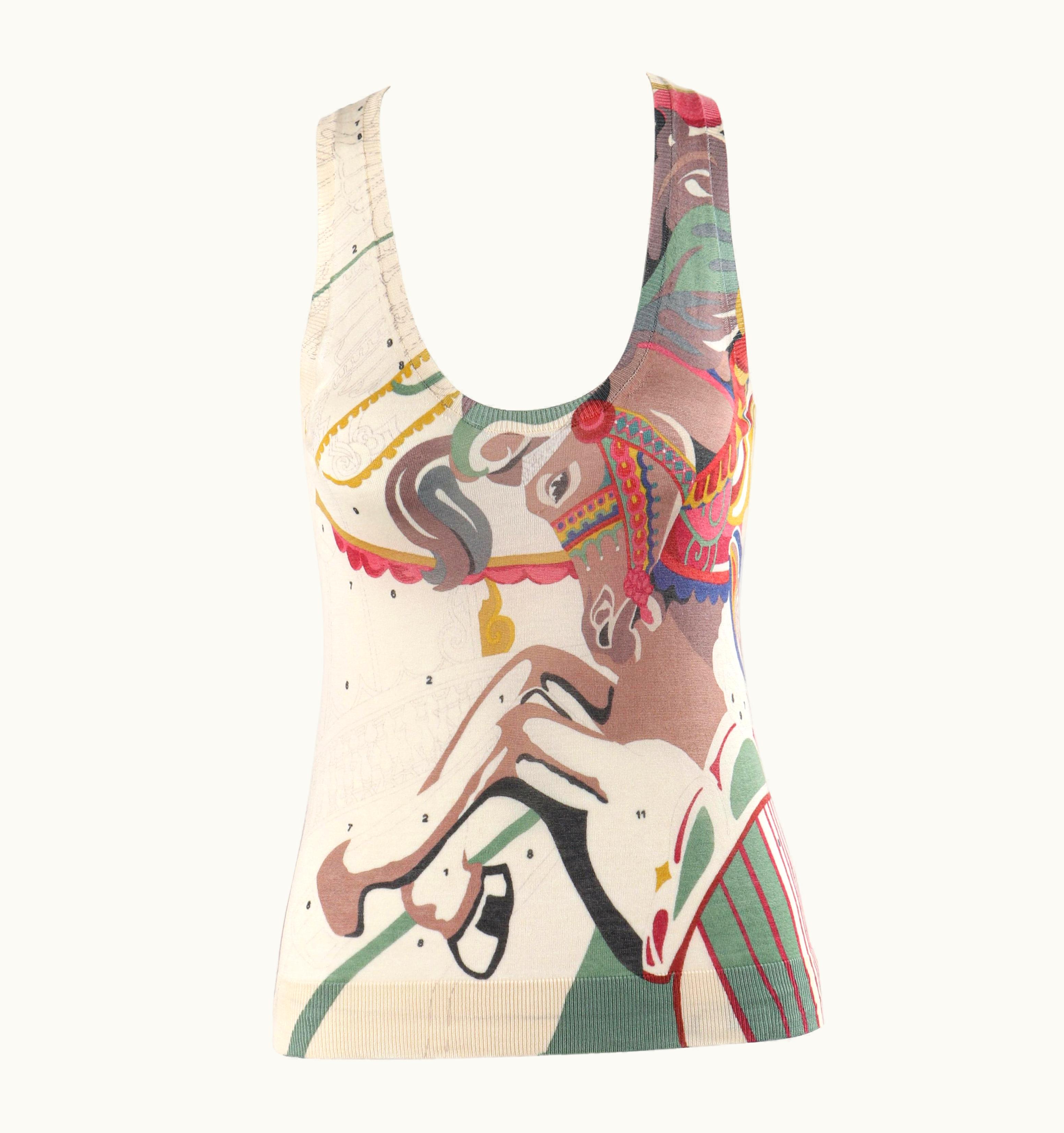 Alexander McQueen Alexander McQUEEN S/S 2005 "It' Only A Game" Carousel Horse Sleeveless Knit Top
