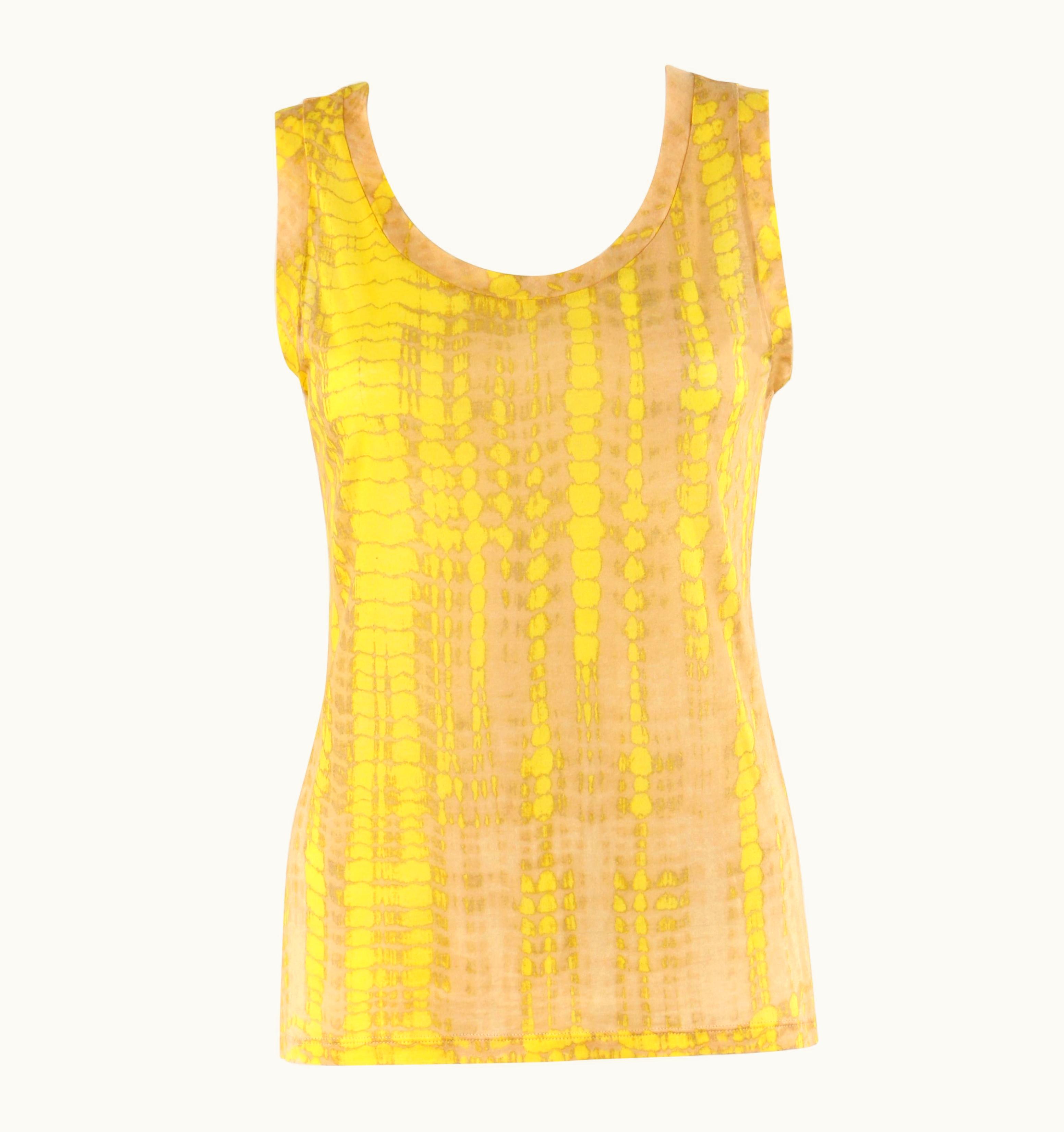Alexander McQueen Alexander McQUEEN S/S 2005 "It' Only A Game" Tan Yellow Tie Dye Print Tank Top