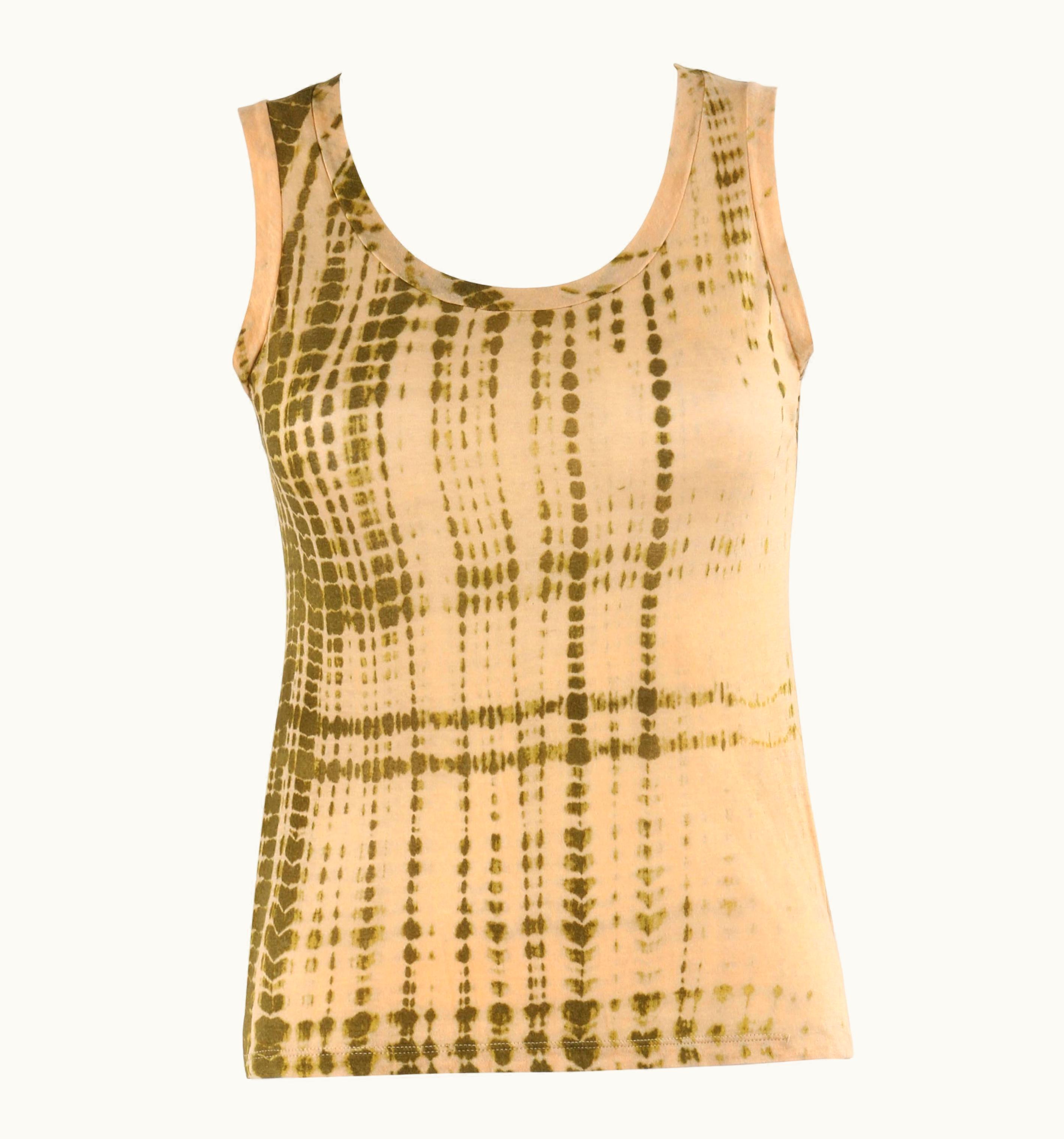 Alexander McQueen Alexander McQUEEN S/S 2005 "It' Only A Game" Tan Olive Tie Dye Print Tank Top