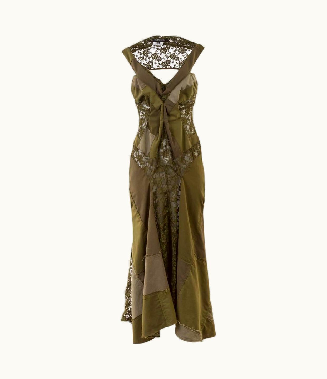 Junya Watanabe Junya Watanabe Deconstructed Army Green Sleeveless Lace Patch-Work Gown