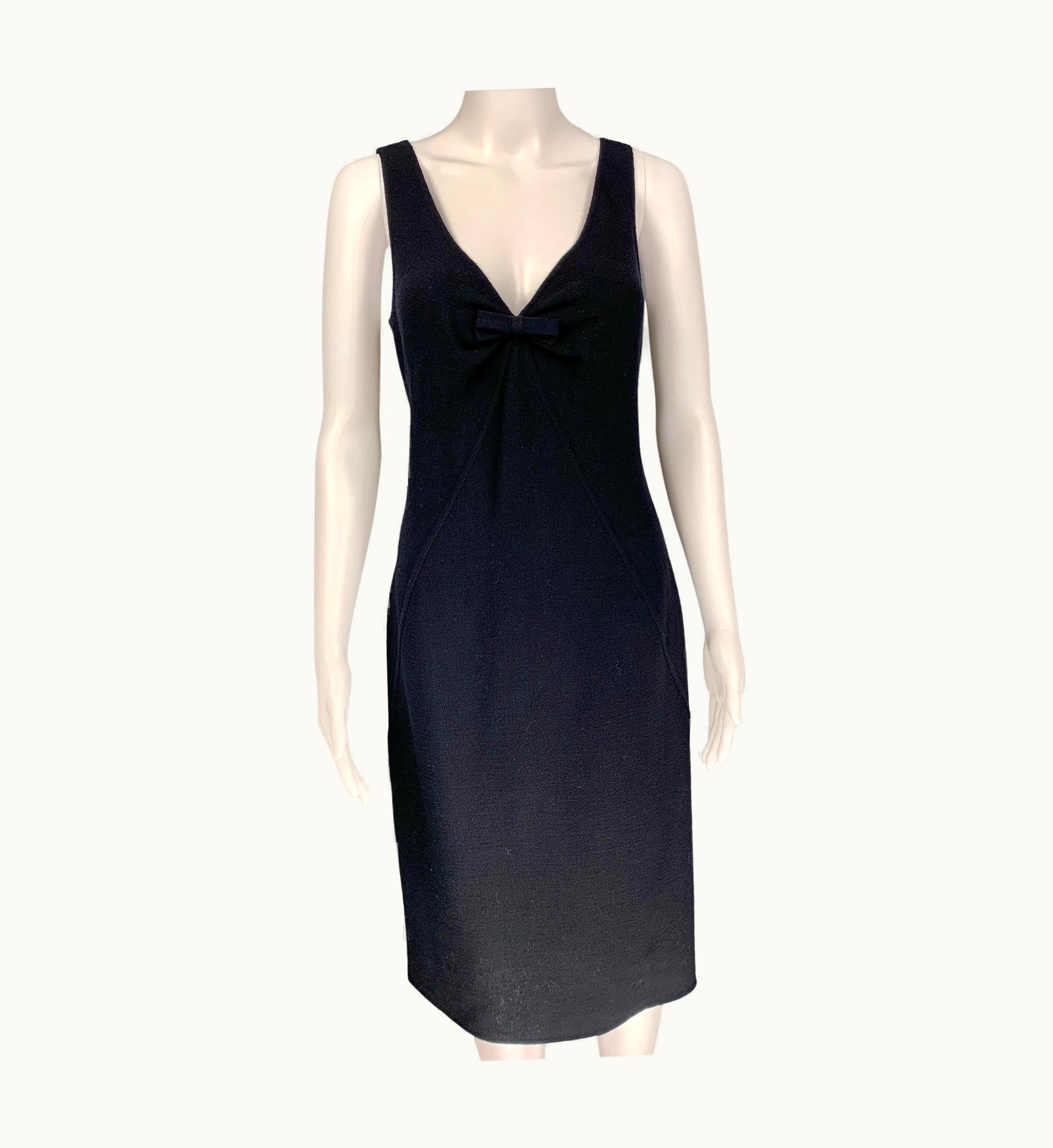 Oscar De La Renta Oscar De La Renta Navy Wool Sleeveless Dress