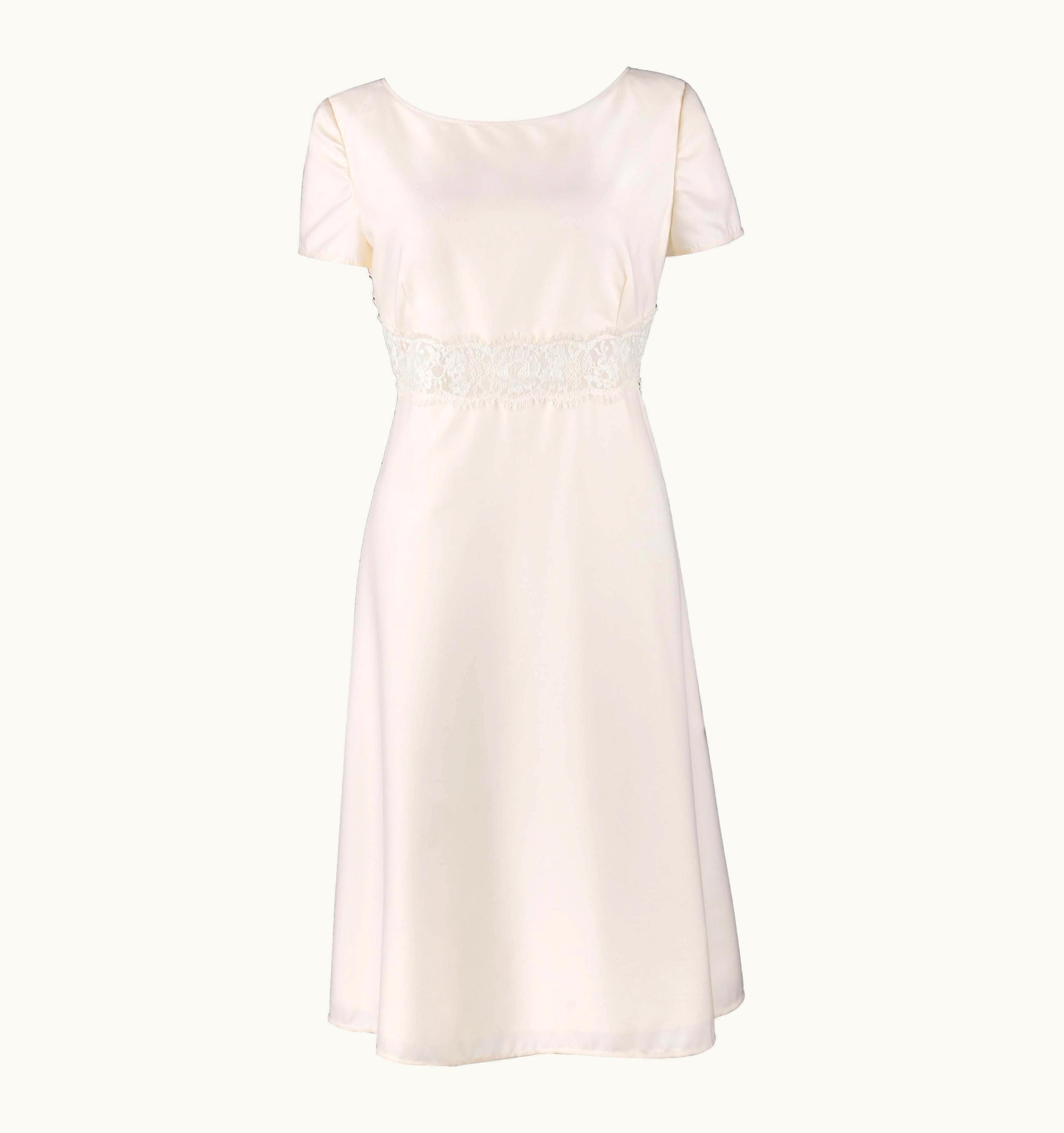 Valentino Valentino Resort 2008 Off White Wool Peek-A-Boo Lace Short Sleeve Cocktail Dress