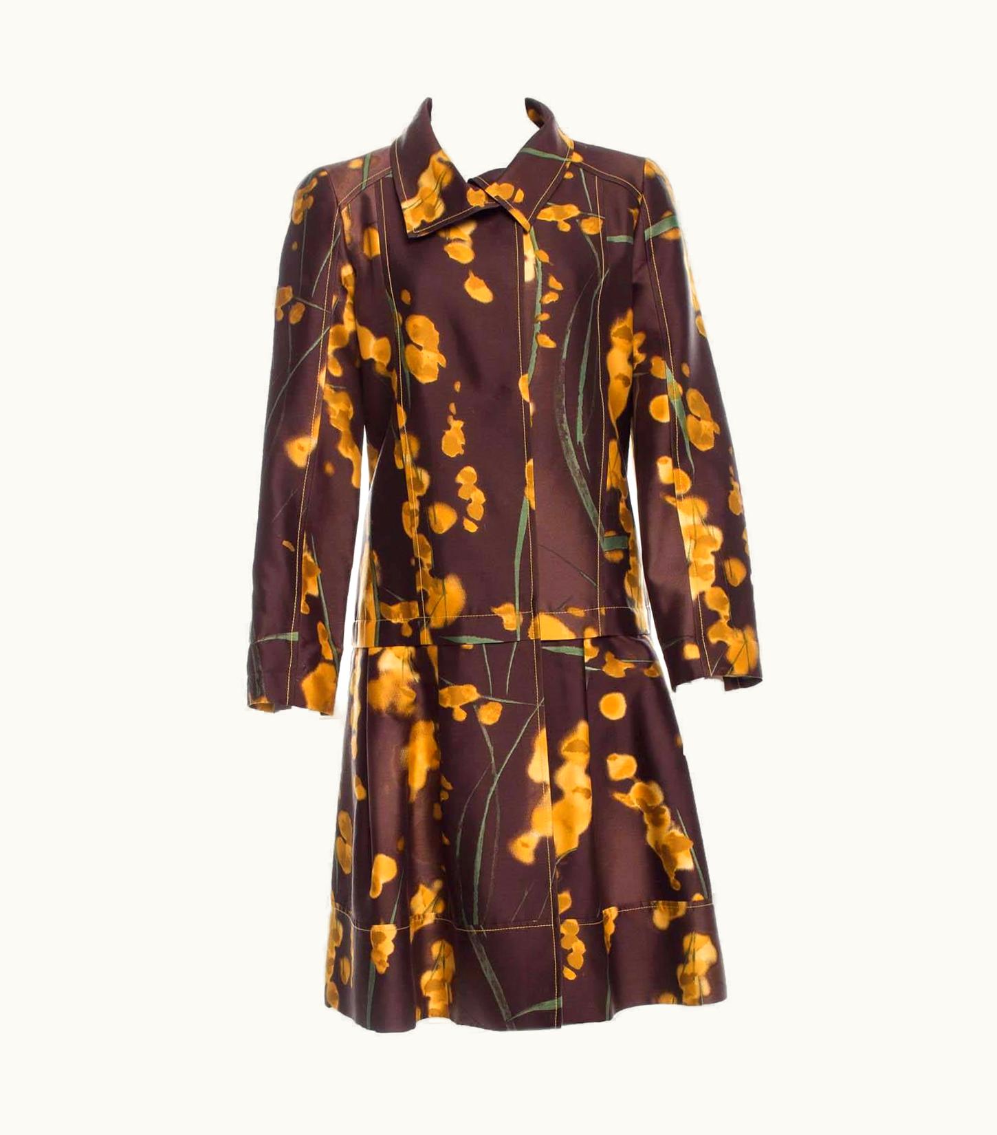 Oscar De La Renta Oscar De La Renta AW 2008 Collection Silk Wool Printed Coat Us