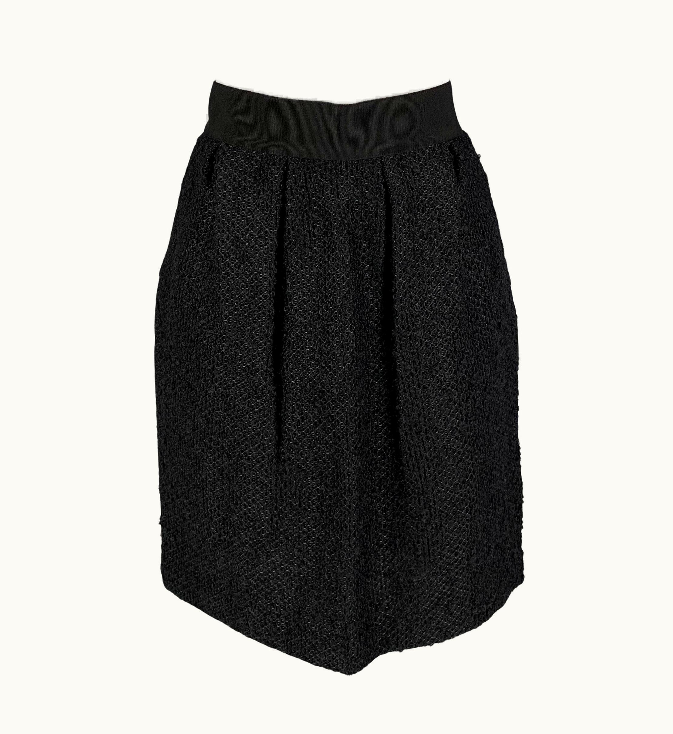 Valentino Valentino Black Mohair Blend Pleated Skirt