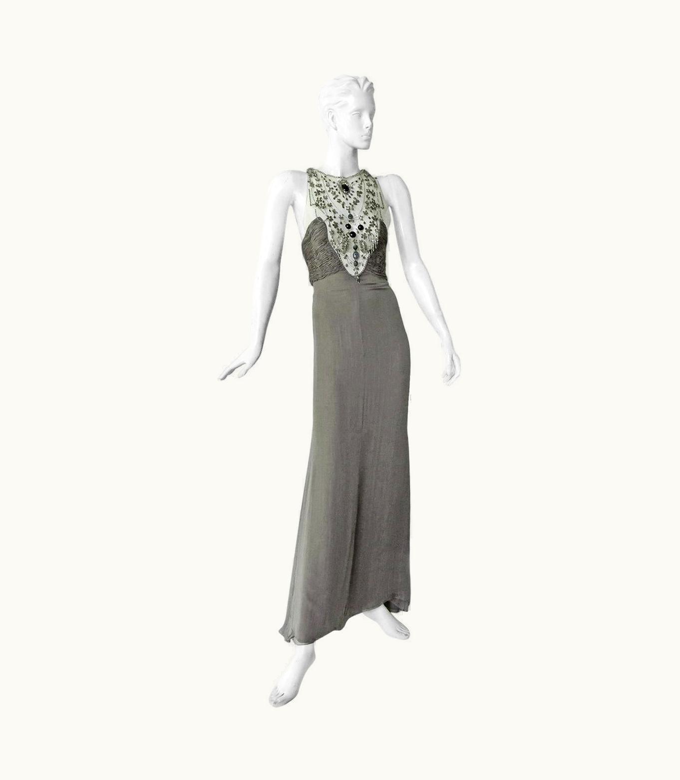 Valentino Valentino Rare Runway Jeweled Hand Beaded Silk Chiffon Gown