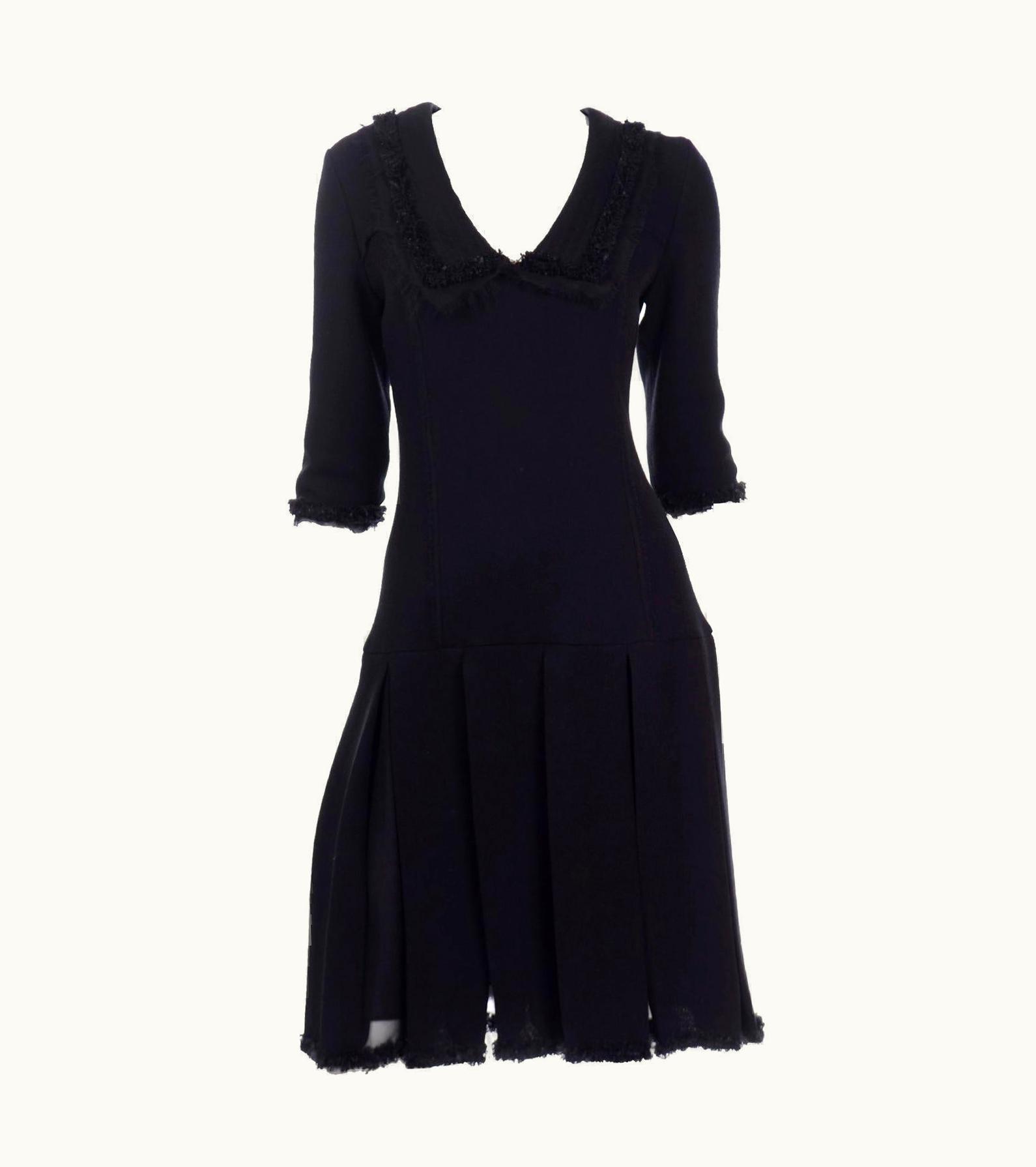 Oscar De La Renta Oscar De La Renta Fall 2010 Black Dress With Raw Edges & Sheer Panel Pleating