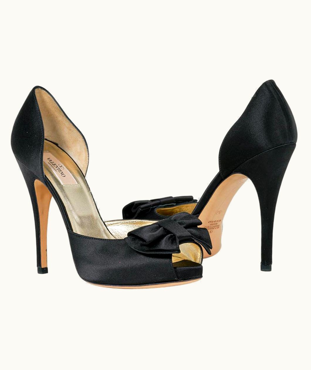 Valentino Valentino Shoe D'Orsay Satin Pumps Bold Bow 39 S/S 9 w/Box