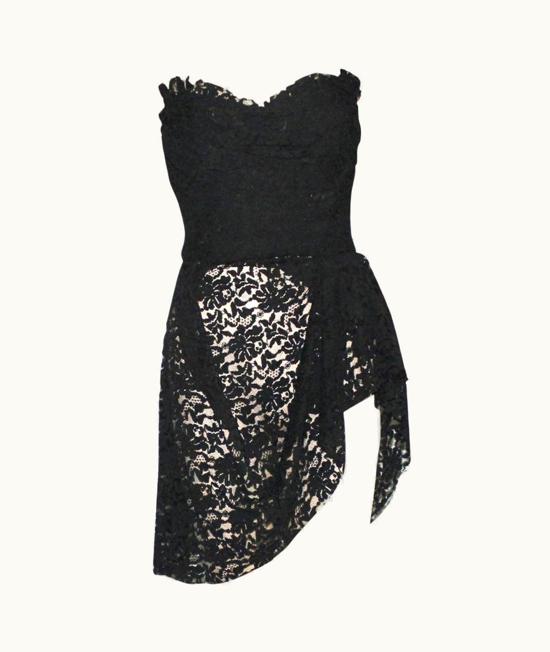 Dolce & Gabbana Unworn Dolce & Gabbana Strapless Asymmetric Corset Bustier Lace Mini Dress