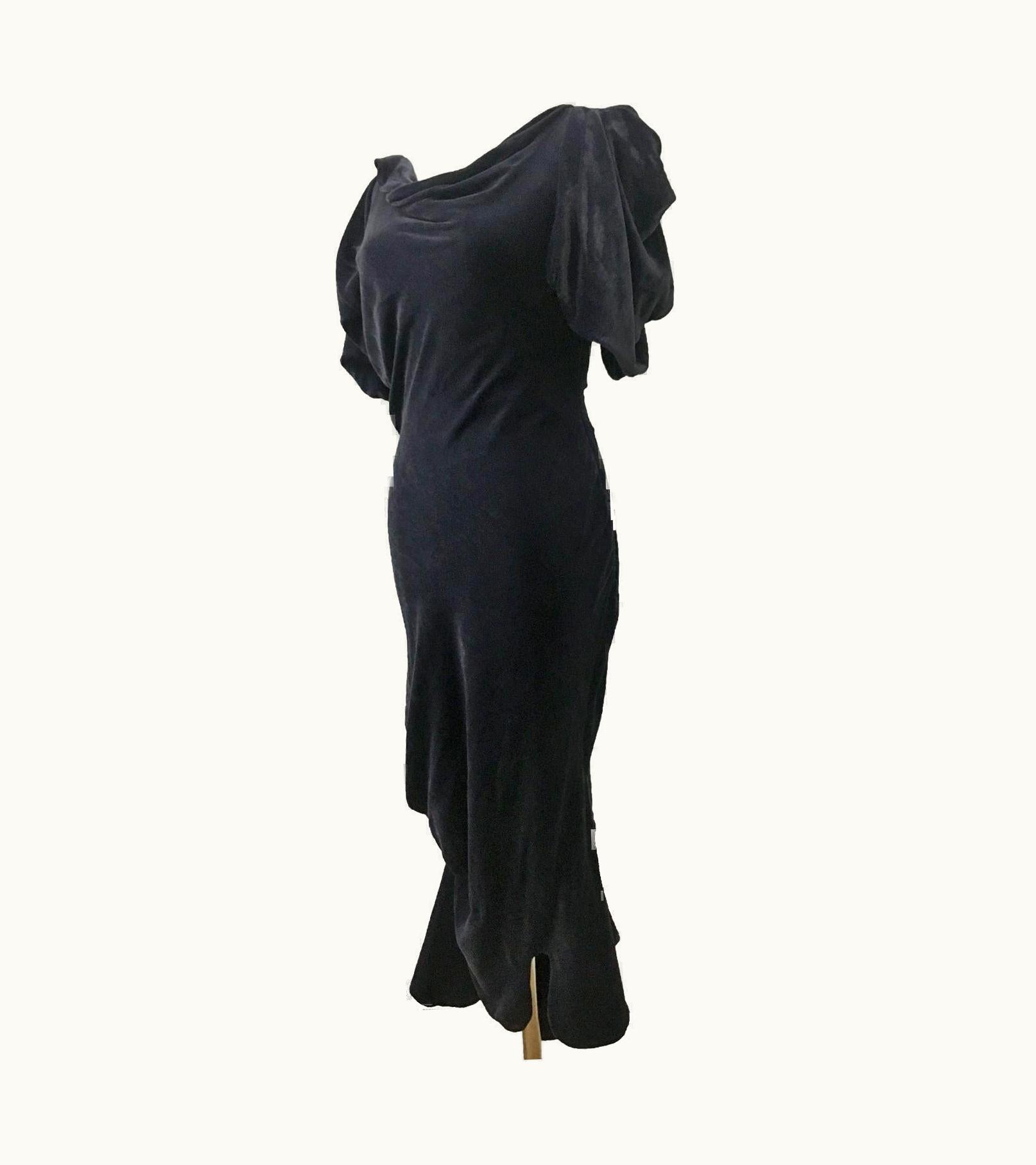 Vivienne Westwood Vivienne Westwood Silk Velvet Draped Dark Grey Dress